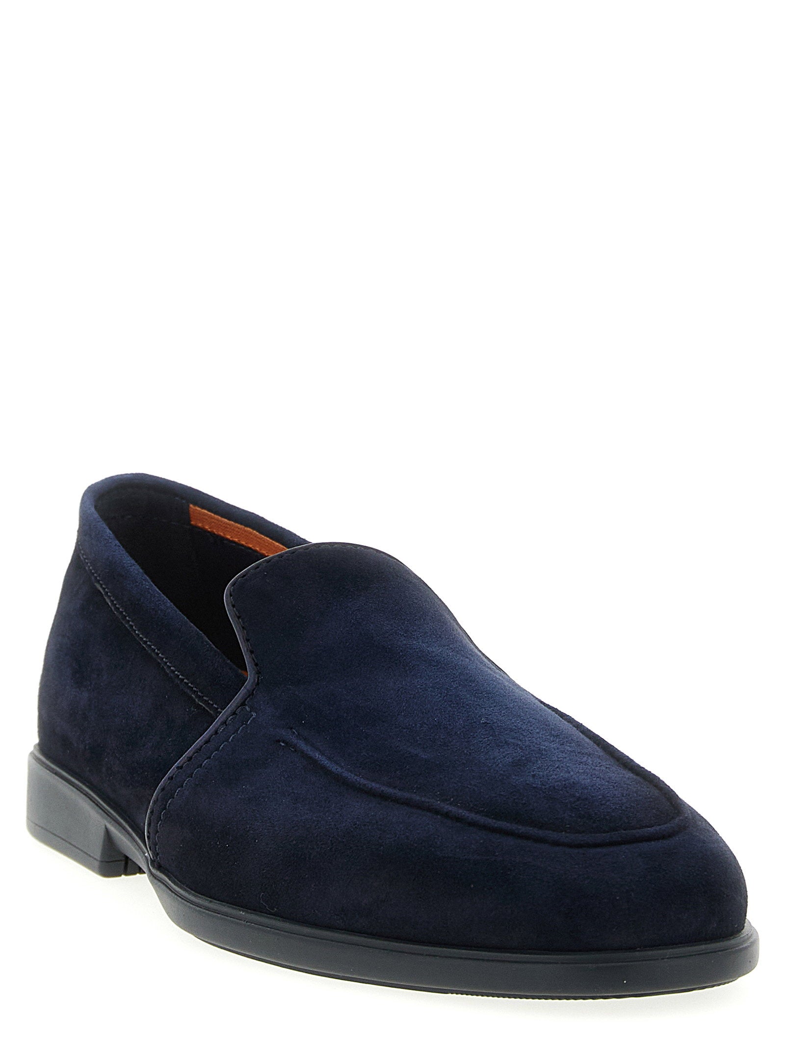 Santoni Malibù Suède Loafers met Handstiksel in Marineblauw-thumbmail-2