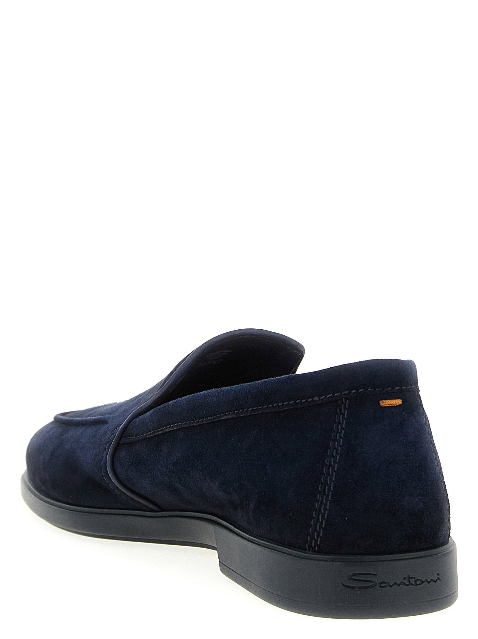 Santoni Malibù Suède Loafers met Handstiksel in Marineblauw-thumbmail-3