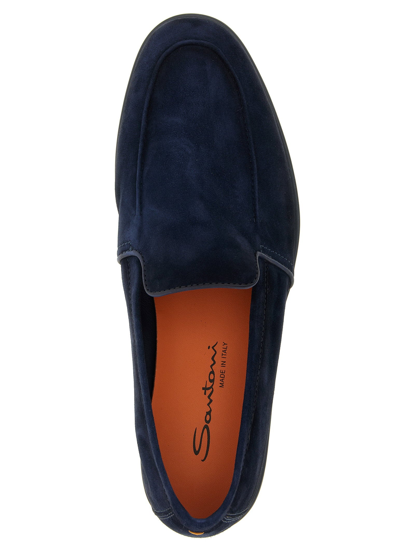 Santoni Malibù Suède Loafers met Handstiksel in Marineblauw-thumbmail-4