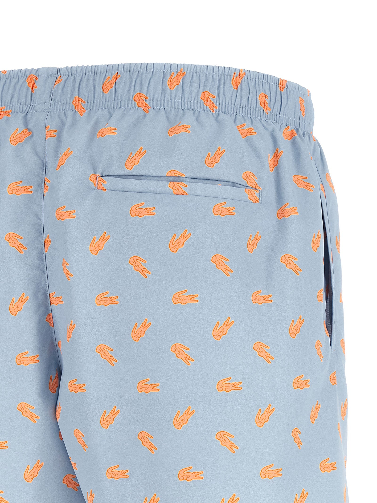 Lacoste All-Over Crocodile Print Swim Shorts Light Blue Recycled Polyester-4