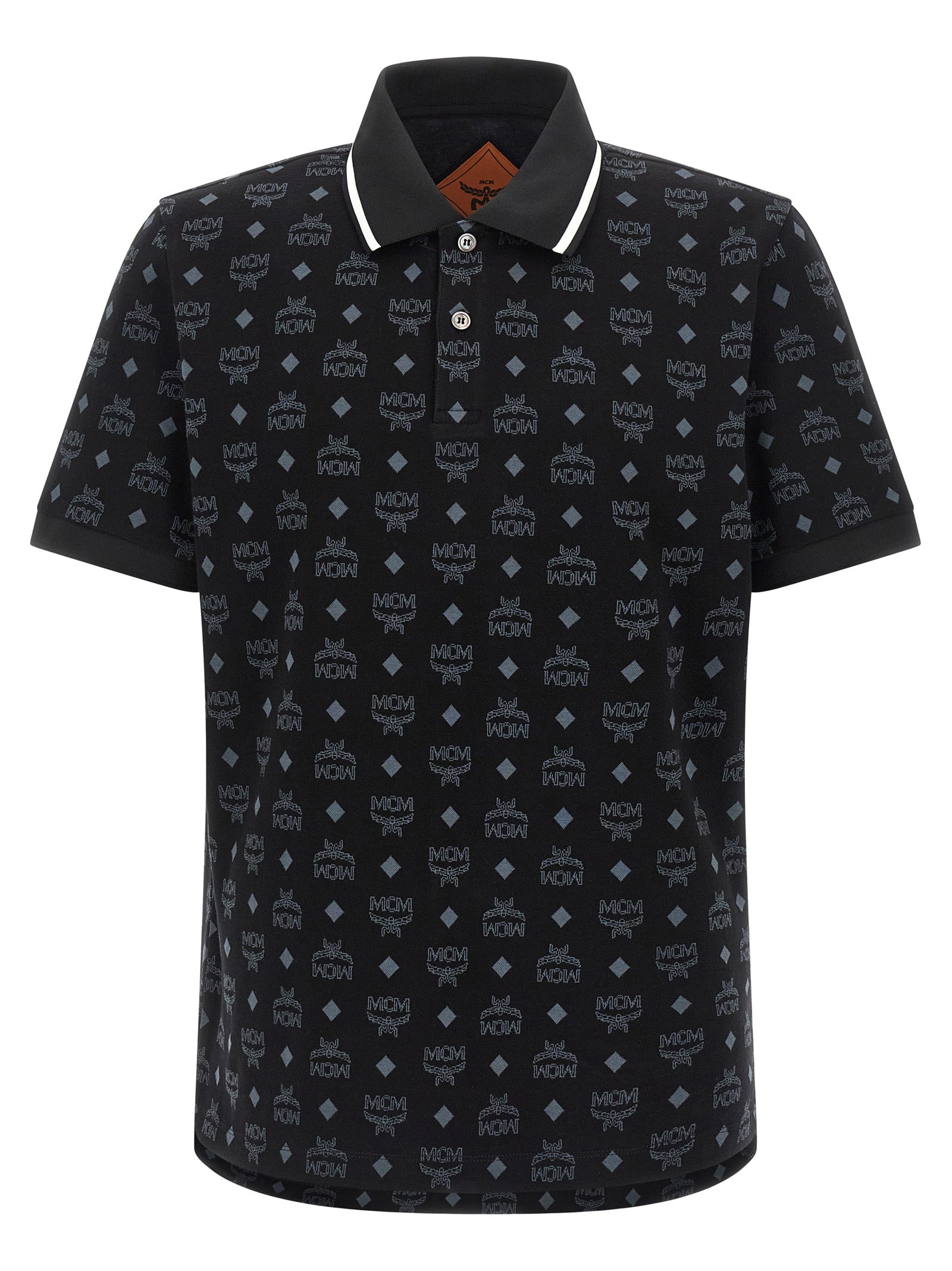 MCM Monogram Jacquard Polo Shirt Black