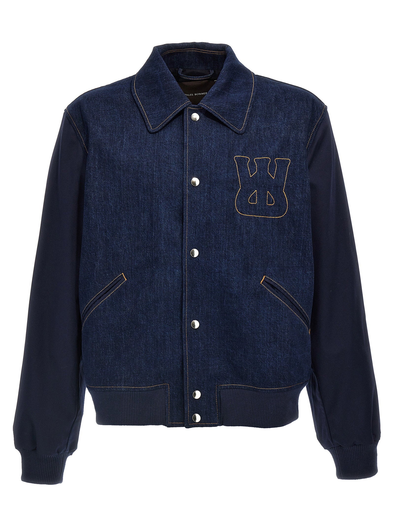 Wales Bonner The Echo Denim Varsity Jacket Blauw Jackets Wales Bonner