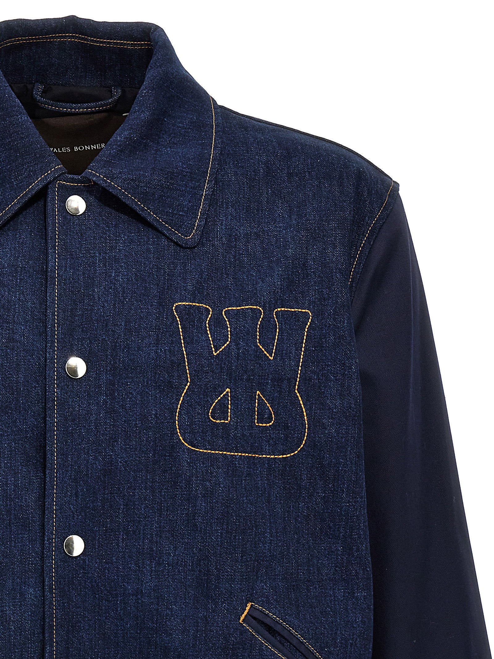Wales Bonner The Echo Denim Varsity Jacket Blauw Jackets Wales Bonner