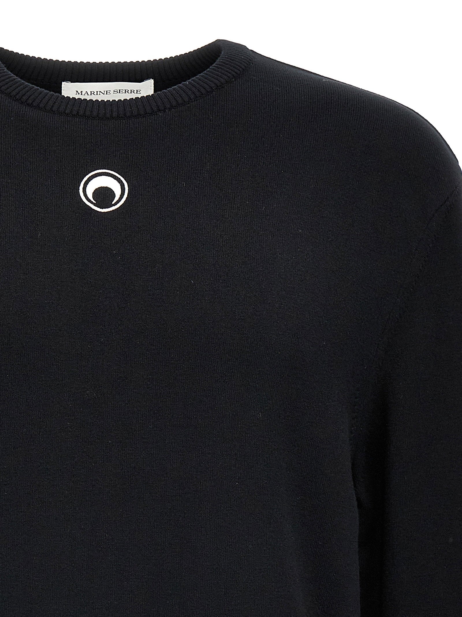 Marine Serre Moon Logo Knit Fitted Sweater Zwart Knitwear Marine Serre