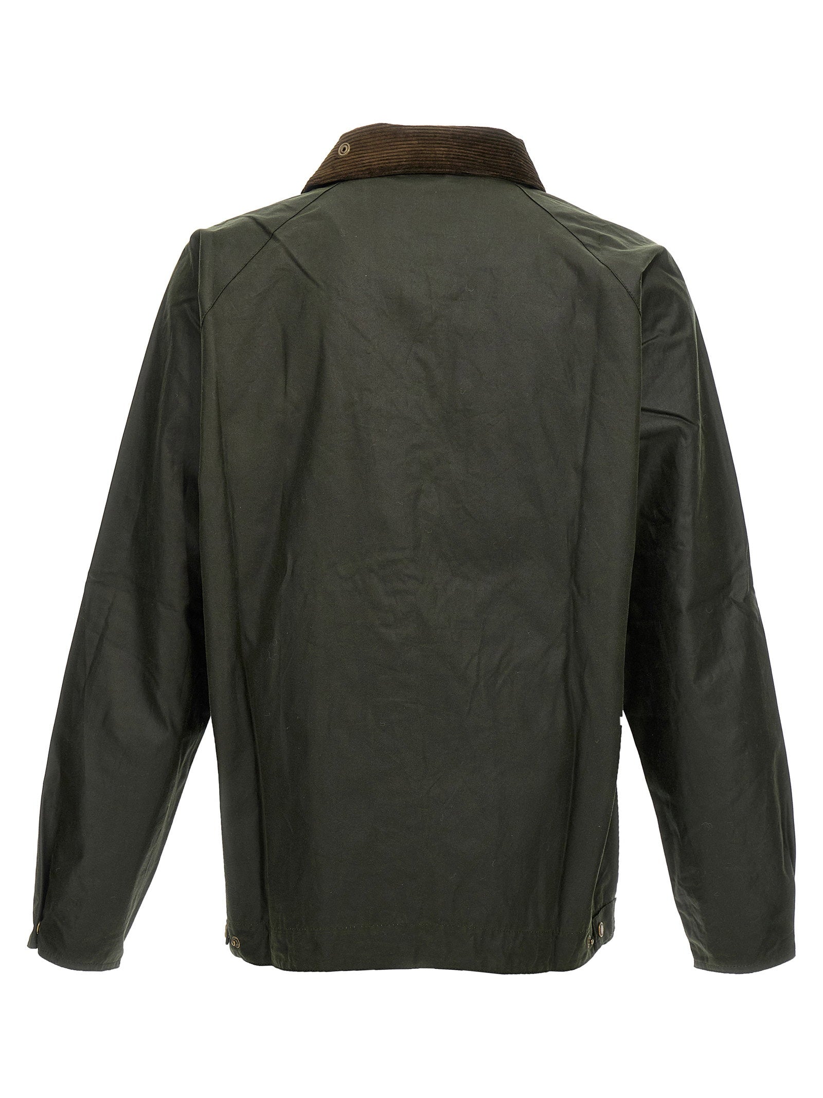 Olijfgroene Barbour Bedale met corduroy kraag en ritssluiting