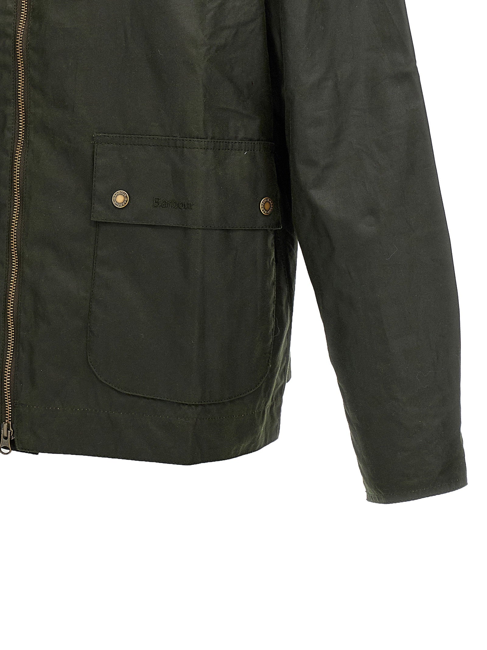 Geborduurd Barbour-logo op de klep van de linkerborstzak
