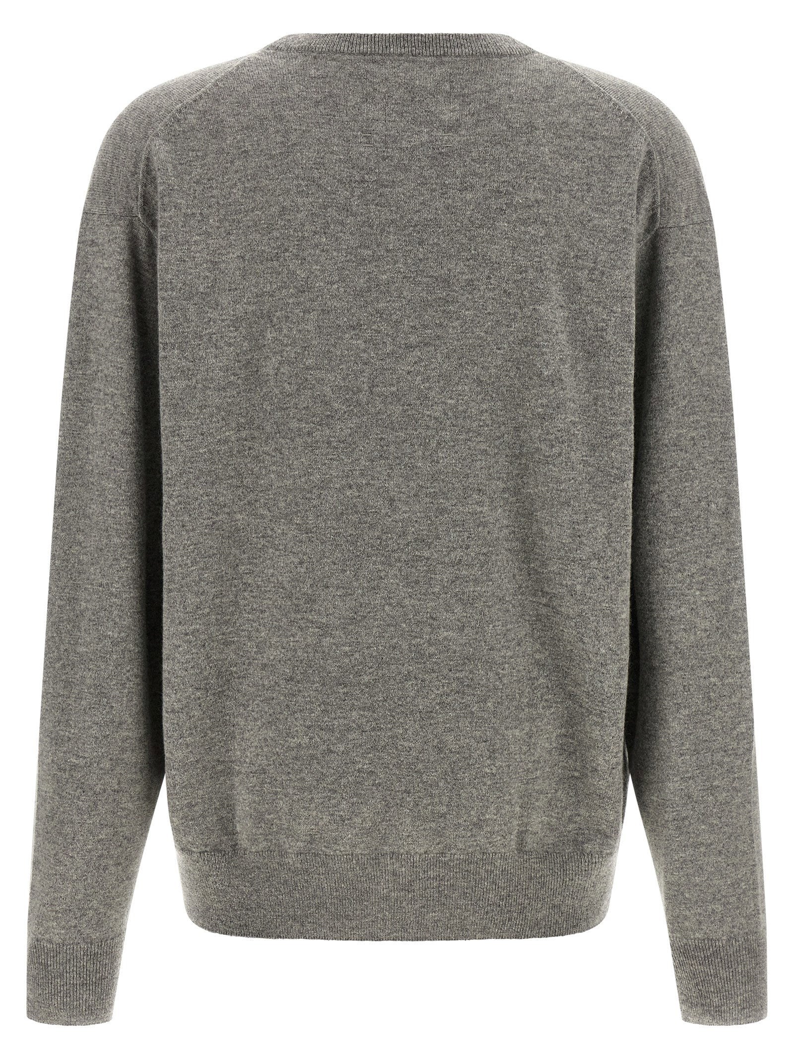 Extreme Cashmere N°476 April trui grijsmélee, detail van geborduurde manchet
