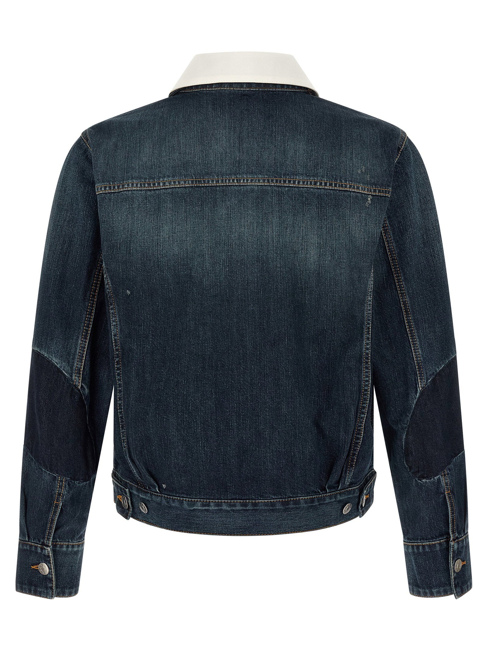Namacheko Laguna jacket, detail van de double-point kraag met witte poplin inzet
