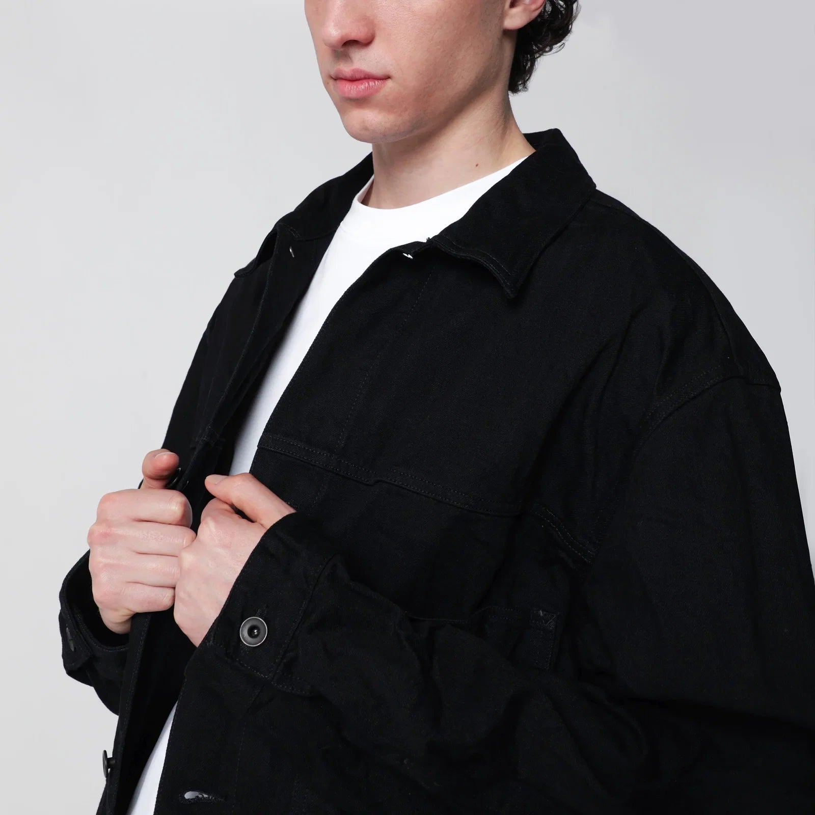 Studio Nicholson Nyle Boxy Katoenen Jack Zwart Jackets Studio Nicholson