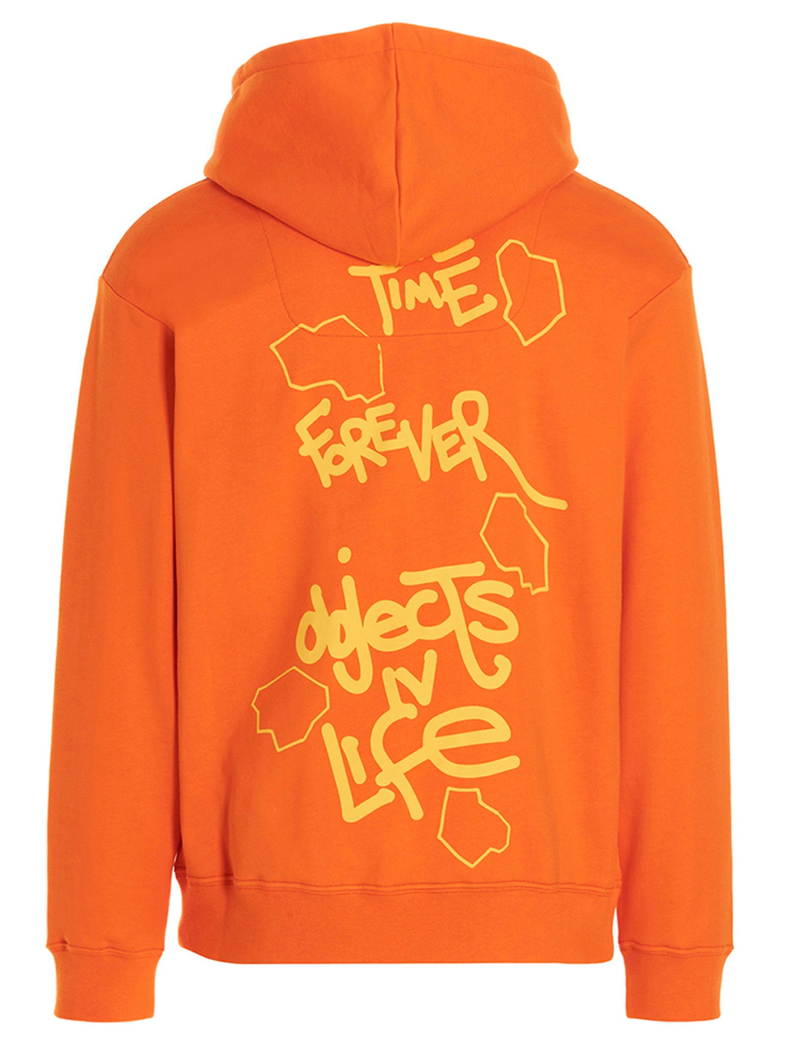 Achterzijde met de handgeschreven print TIME FOREVER objects IV life tussen scherfvormen