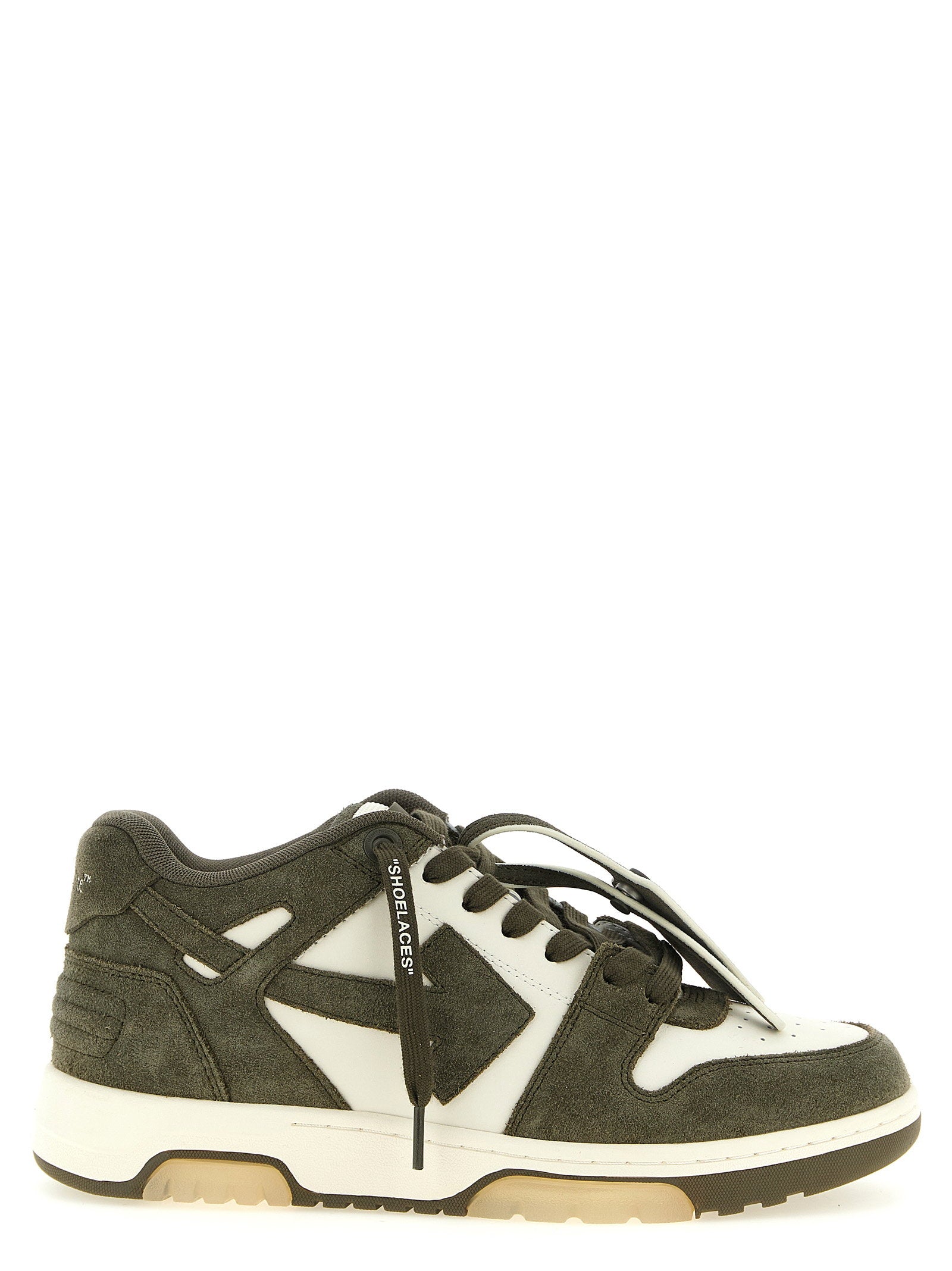 Off-White Out of Office Suede Sneakers Creme-Olijfgroen Sneakers Off White