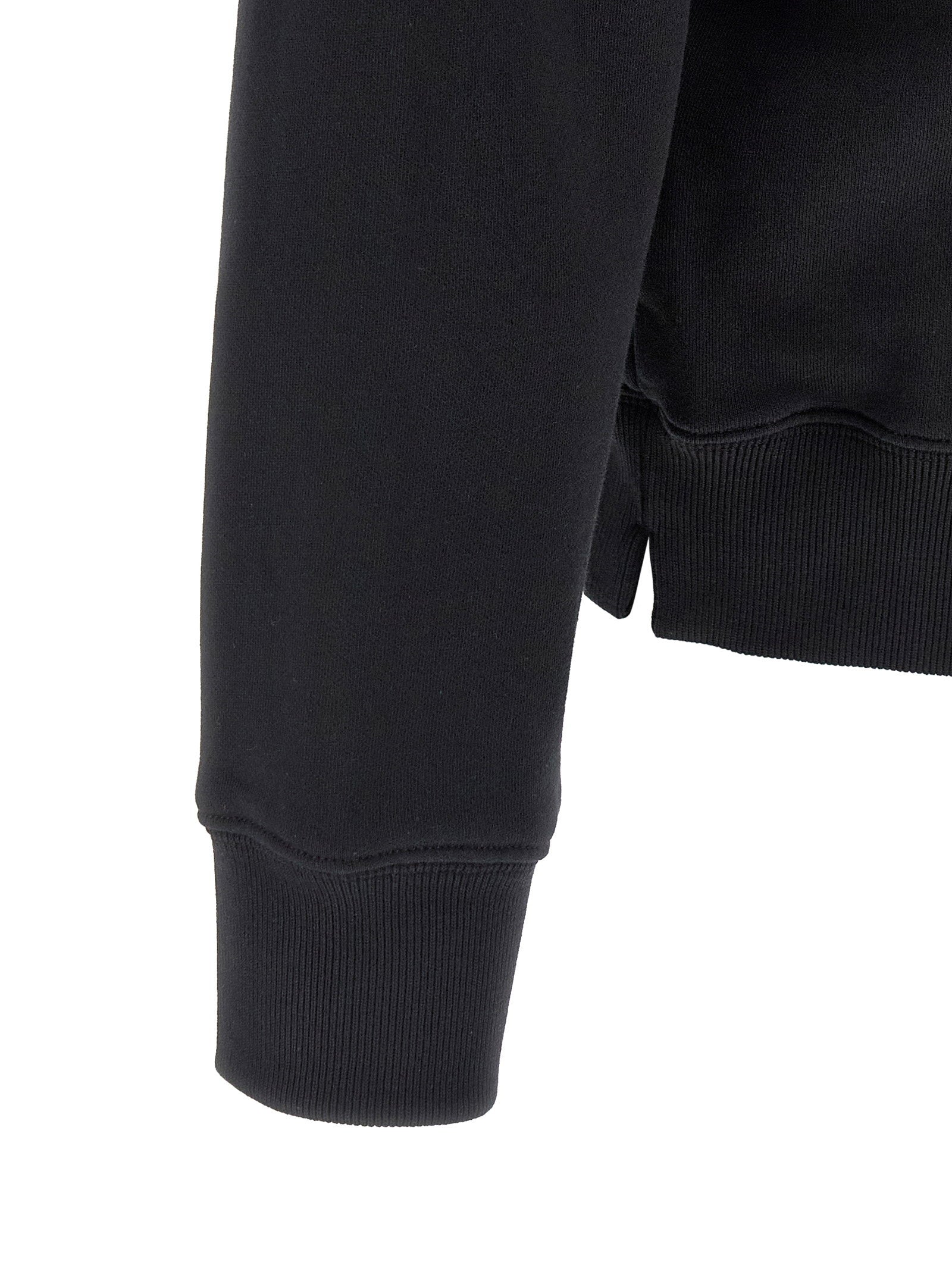 Off-White zwarte hoodie met geribde manchet en zoom
