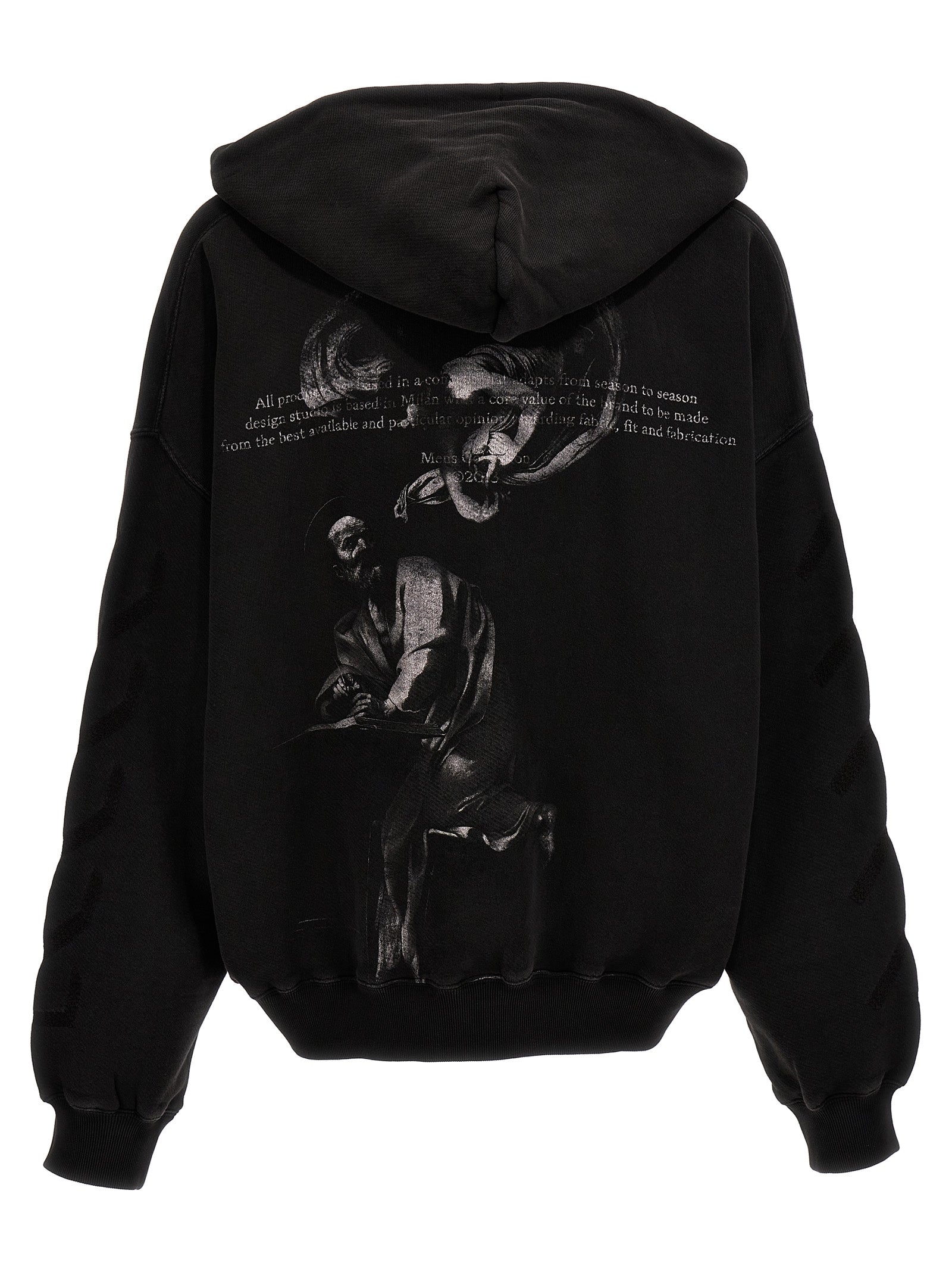 OFF-WHITE Matthew Hoodie Zwart Back Graphic Print Oversized Fit