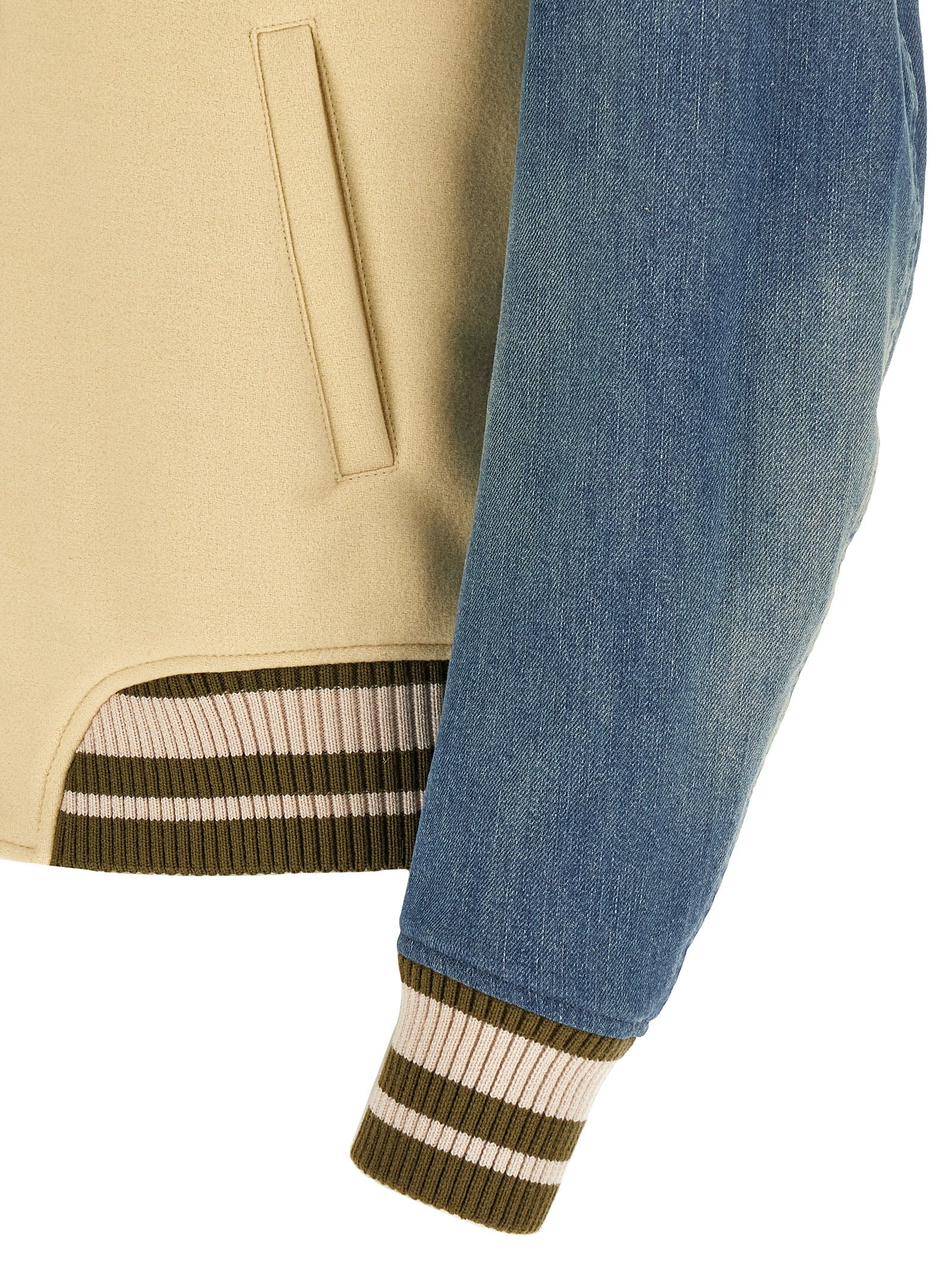 Off White Off-white Gothic Wool Denim Varsity Bomber Jacket-4