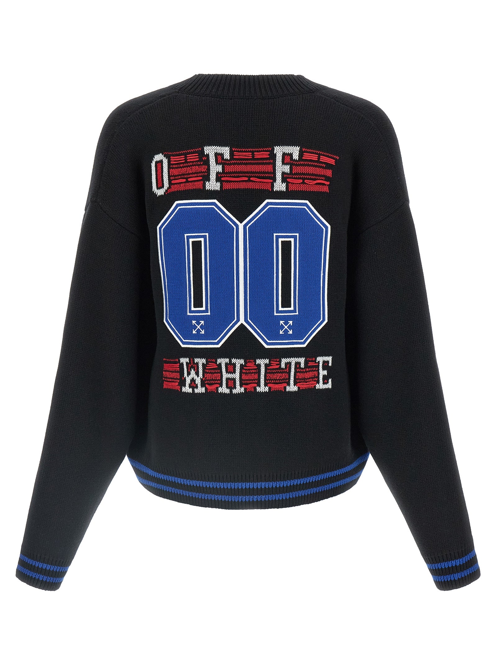 Off-White 00 Glide Diagonal Varsity Knit Cardigan Black-thumbmail-2