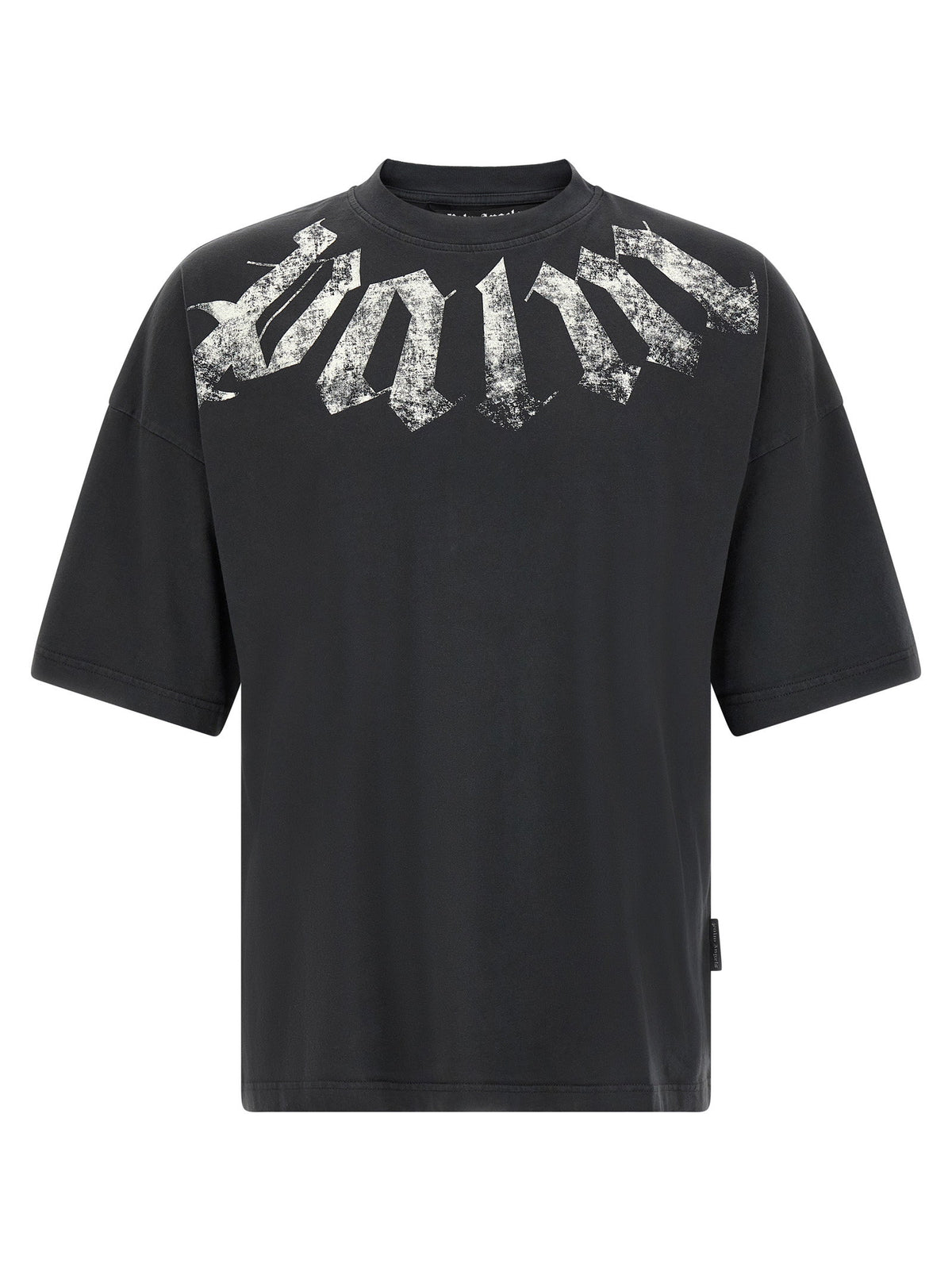 Palm Angels T-shirt met Gothic Craquelé-print Zwart