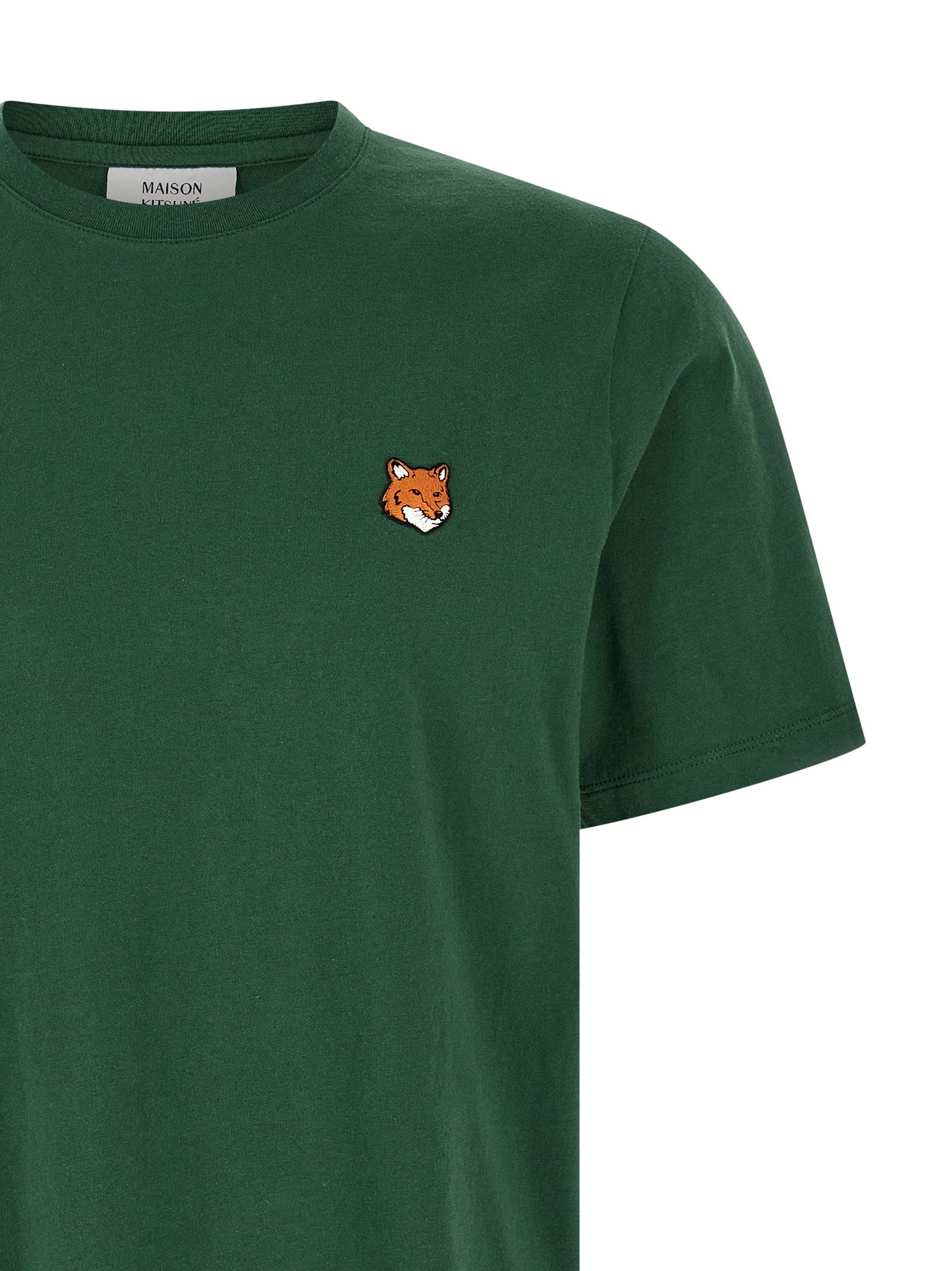 Maison Kitsuné Fox Head Katoenen T-shirt Groen Topwear Maison Kitsuné