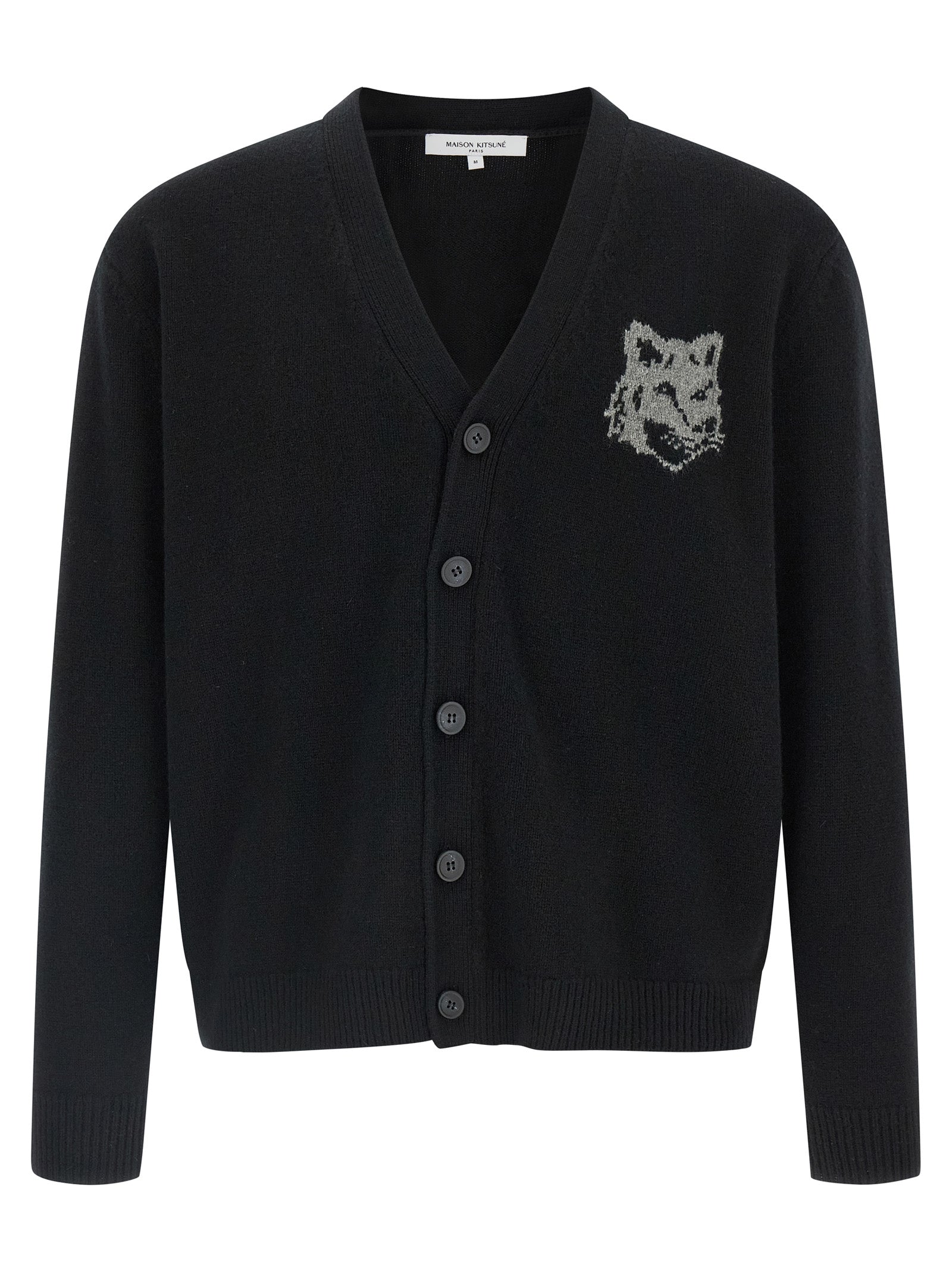 Maison Kitsuné Fox Head Cardigan Black