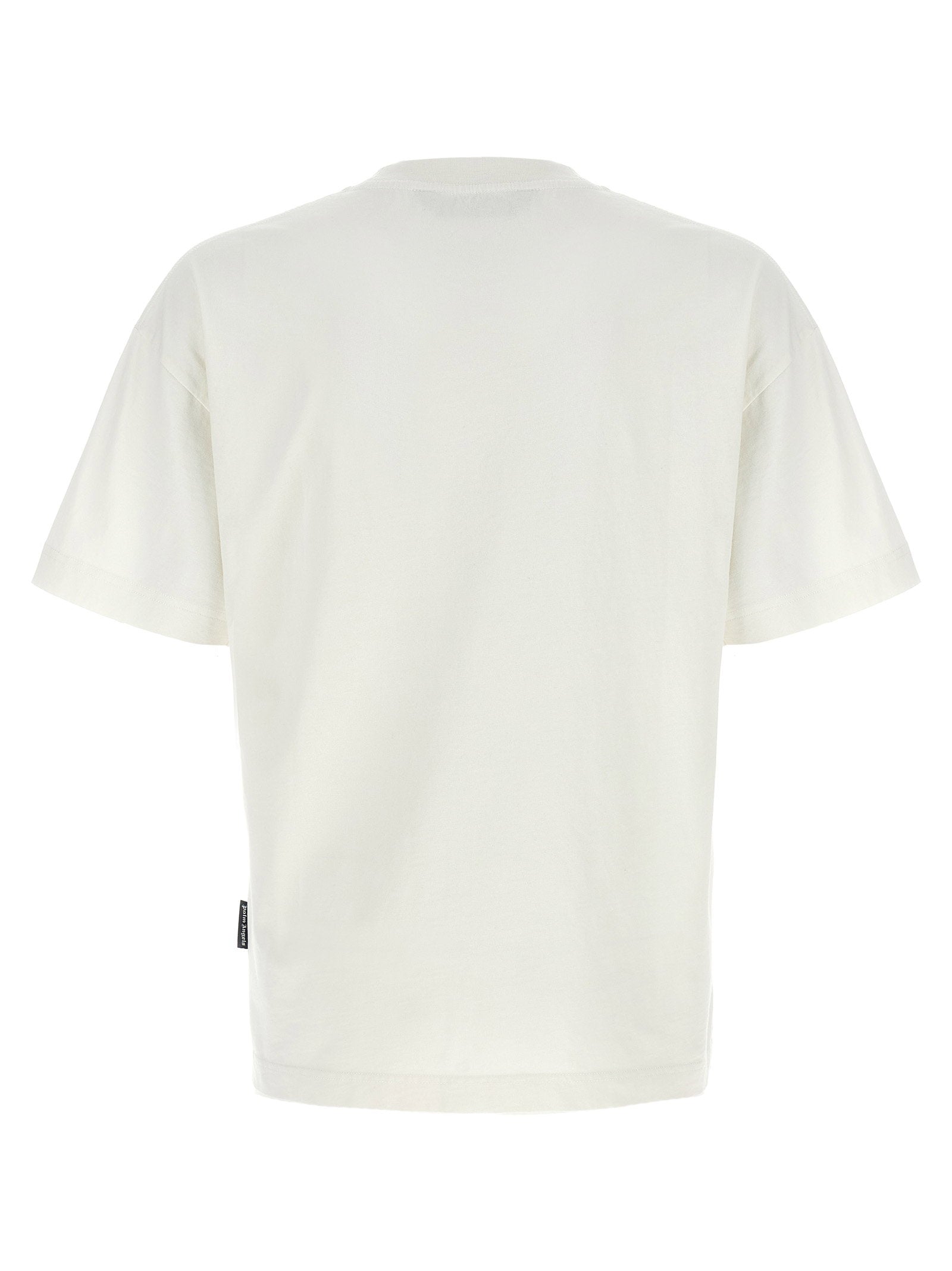Palm Angels Thai Logo T-shirt wit, close-up van het Thai-logo in 3D-print