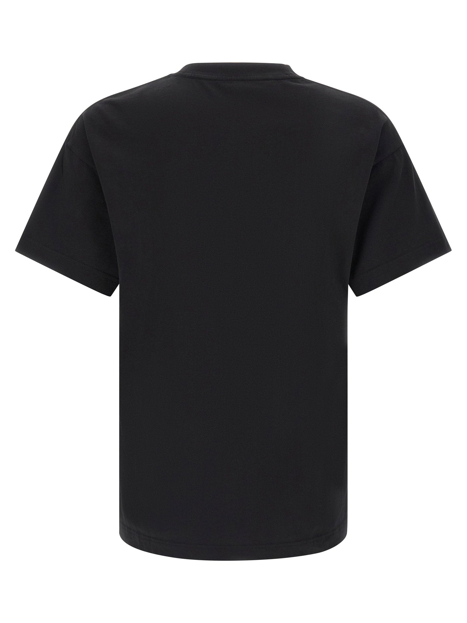 Palm Angels Bear T-shirt in zwart, close-up van de Bear-print en het logo