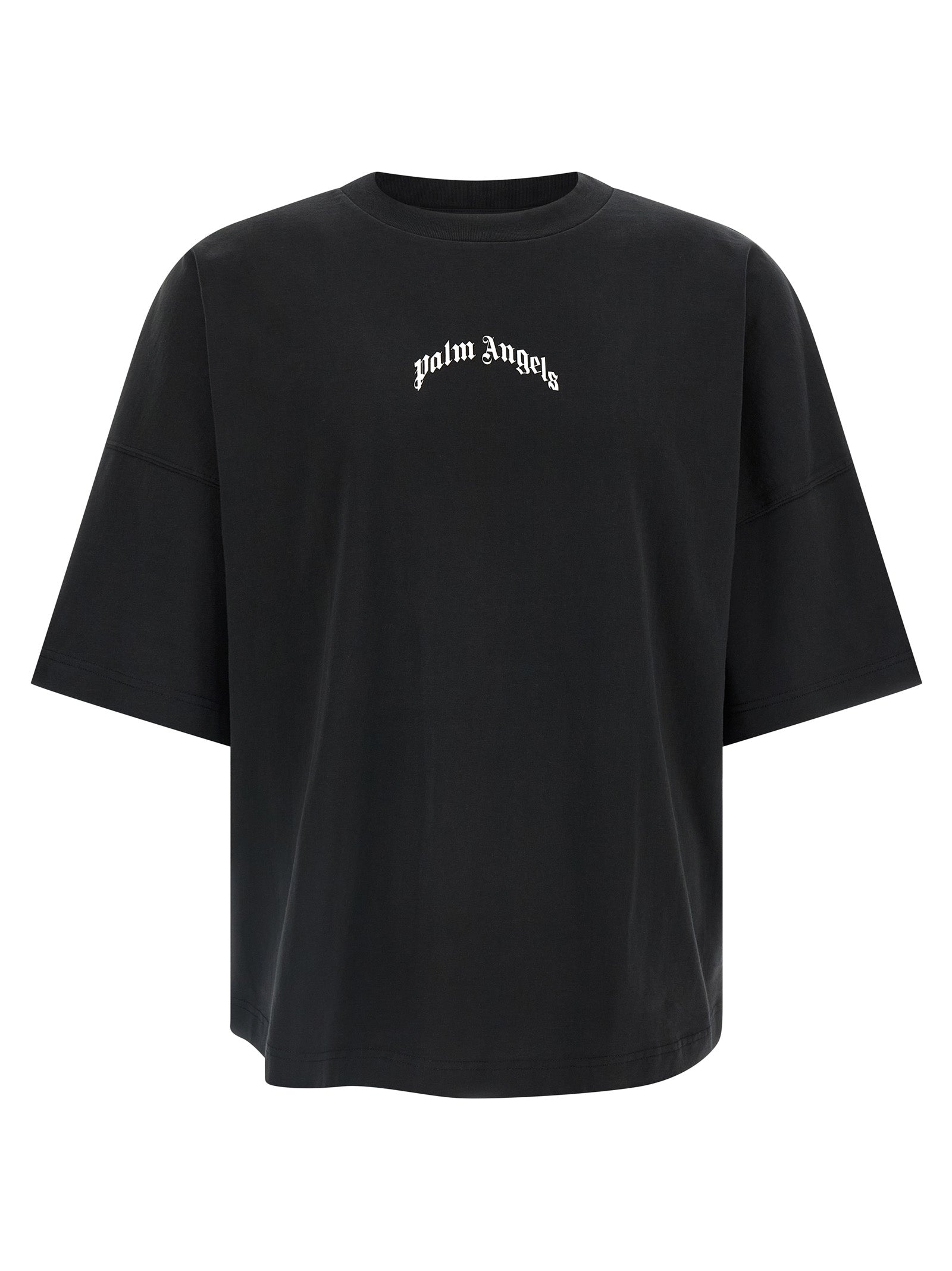 Palm Angels Back Curved Logo T-shirt Zwart