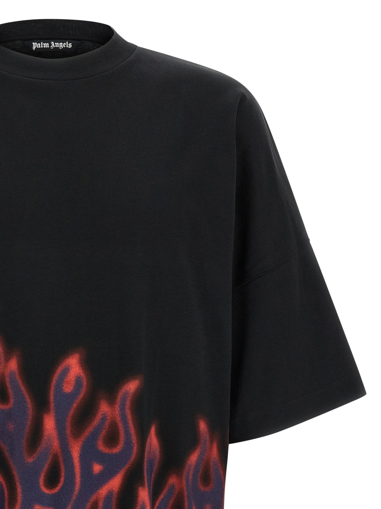 Palm Angels Flames T-shirt Zwart Topwear Palm Angels