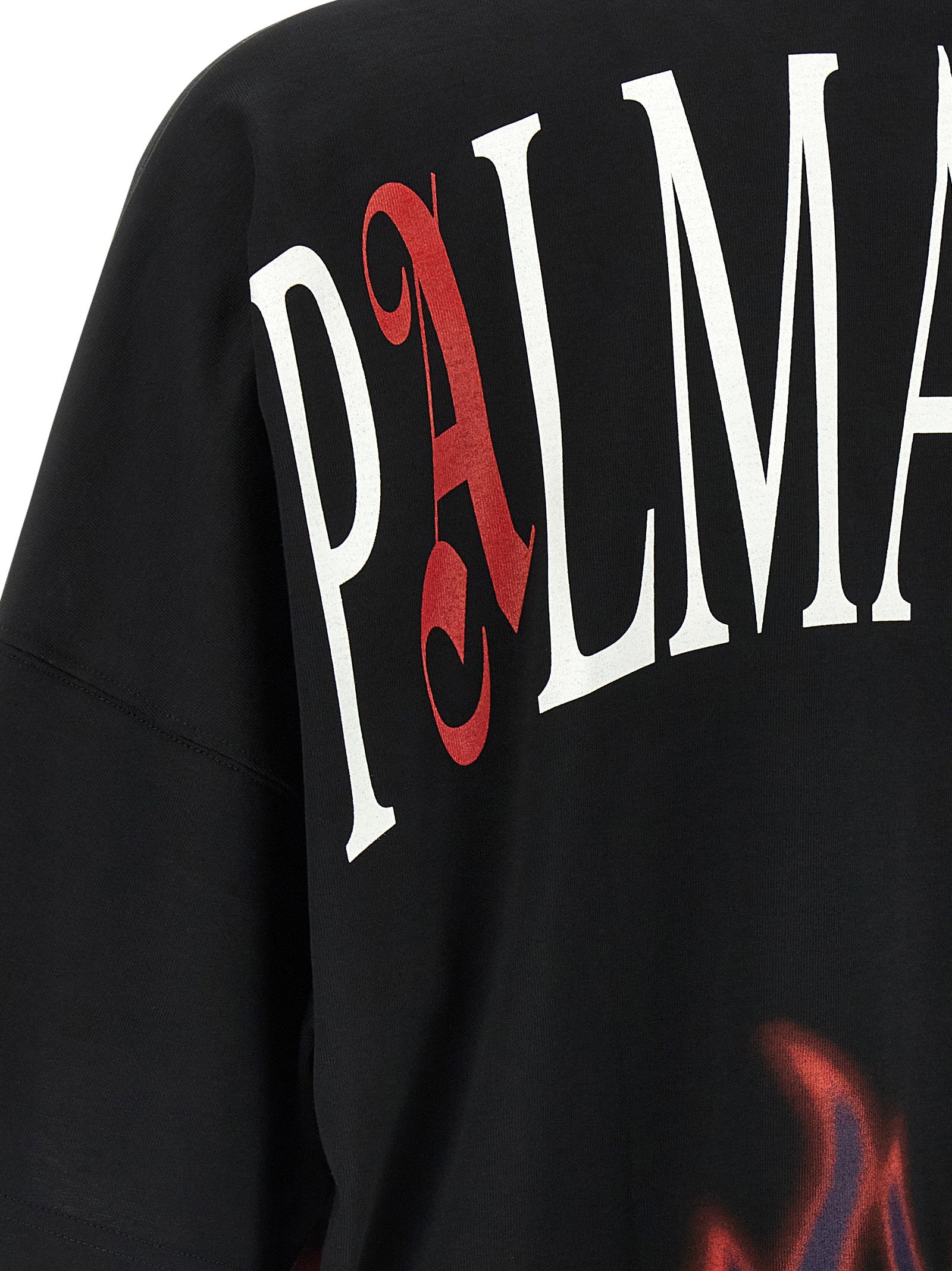Palm Angels Flames T-shirt Zwart Topwear Palm Angels