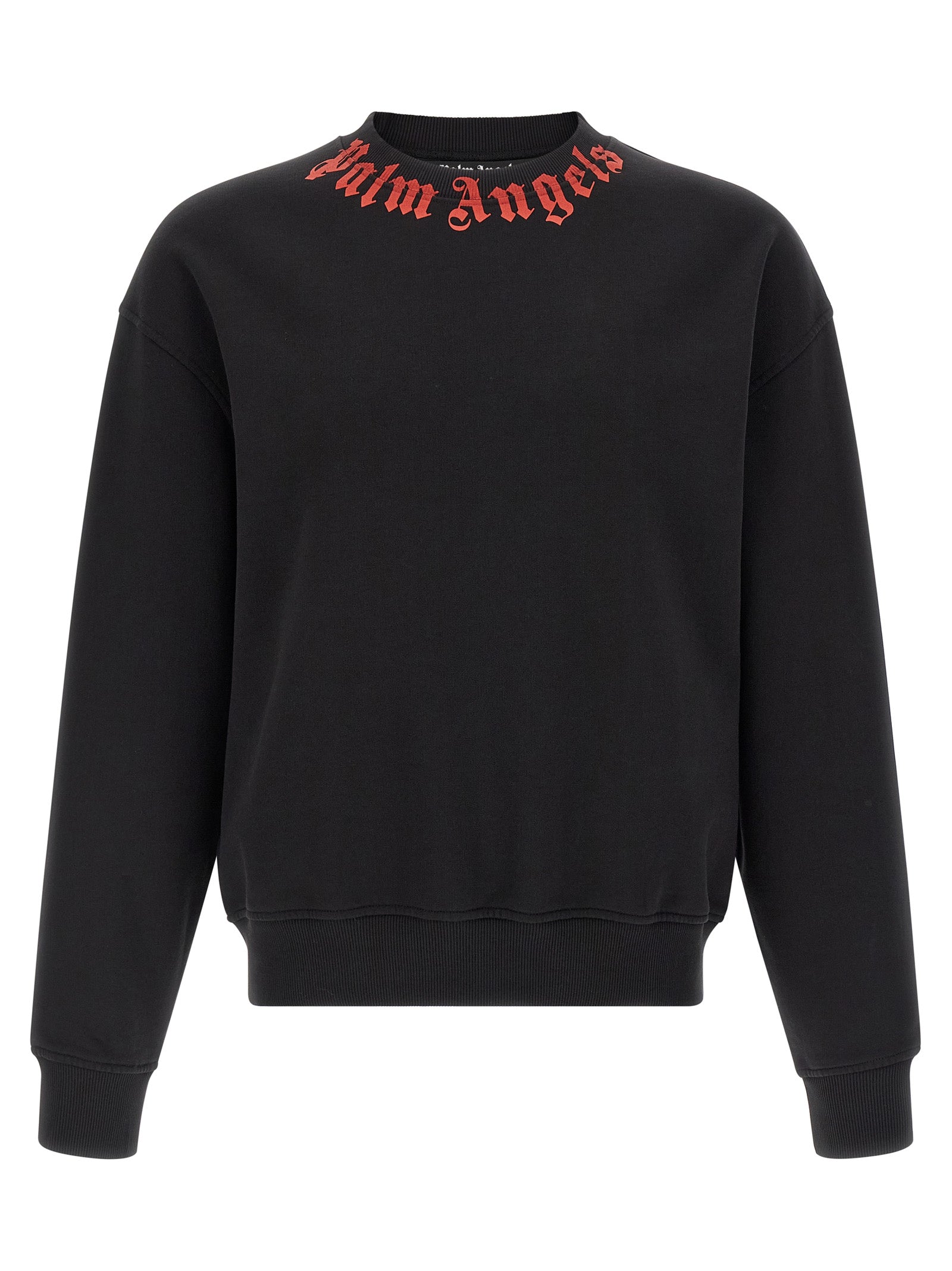 Palm Angels Neck Logo Regular Sweatshirt Black / Red
