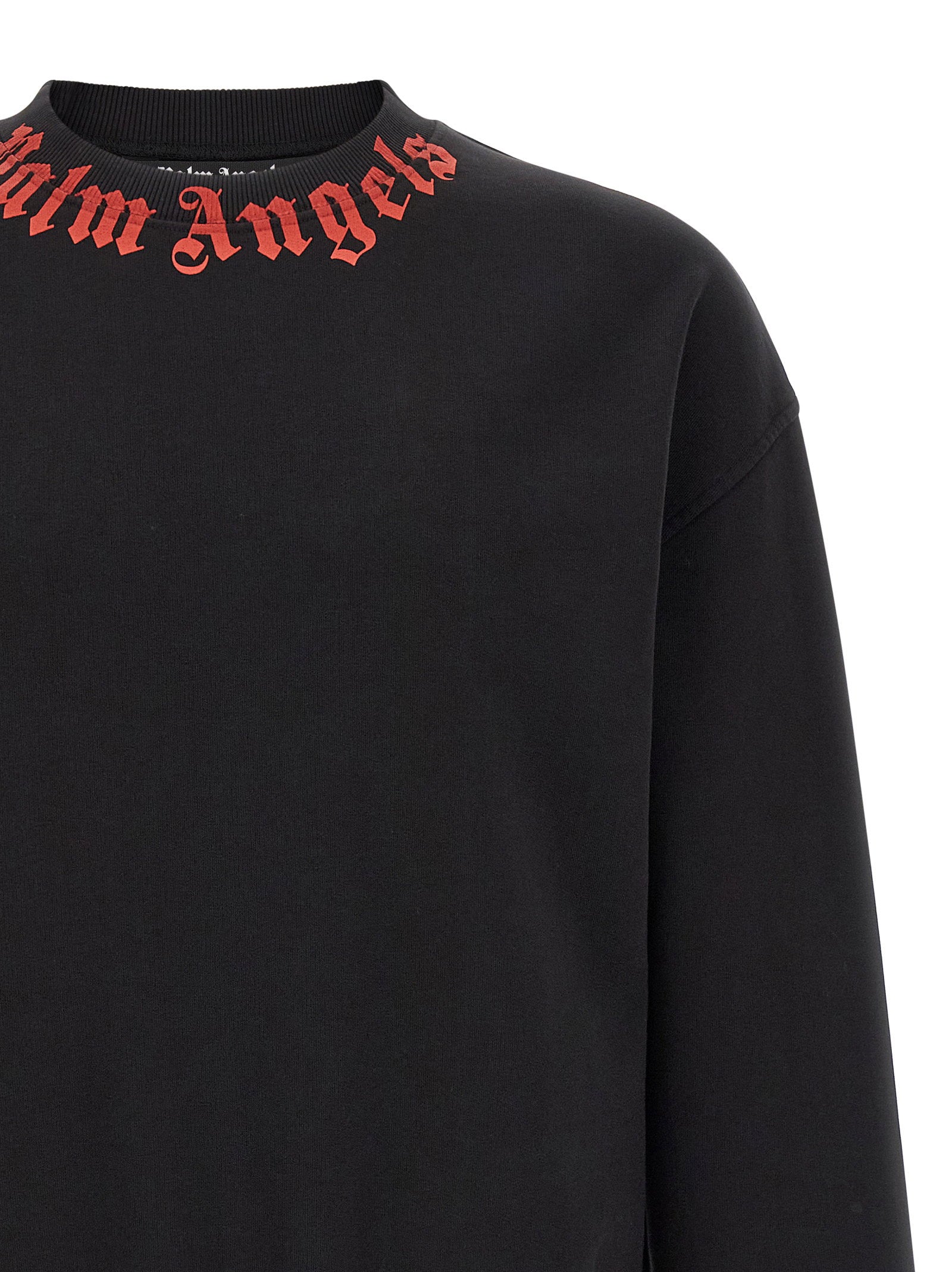 Palm Angels Neck Logo Sweatshirt zwart, detail mouwboord en pols