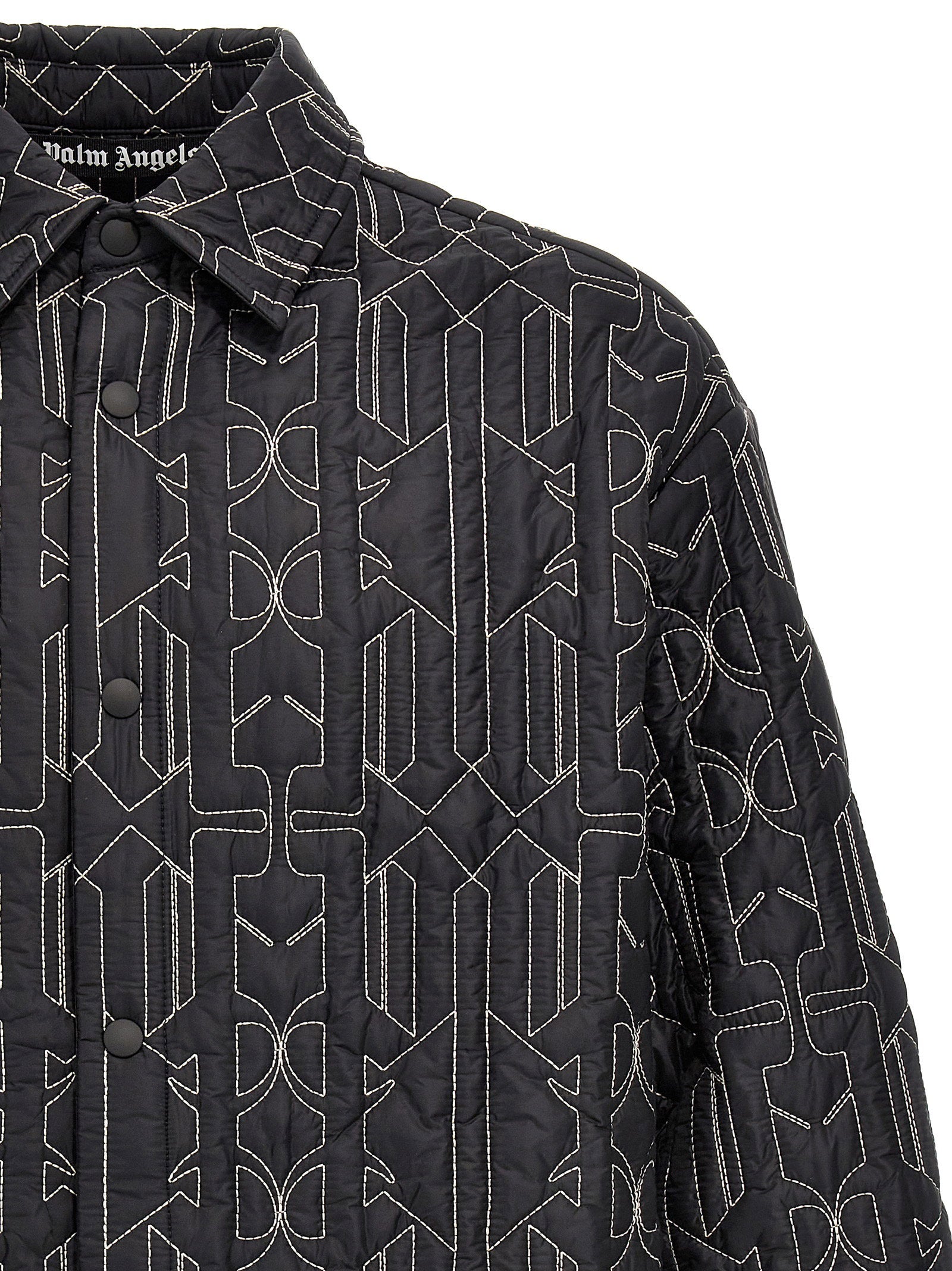 Palm Angels All Monogram Quilted Dover Jacket Black-thumbmail-3