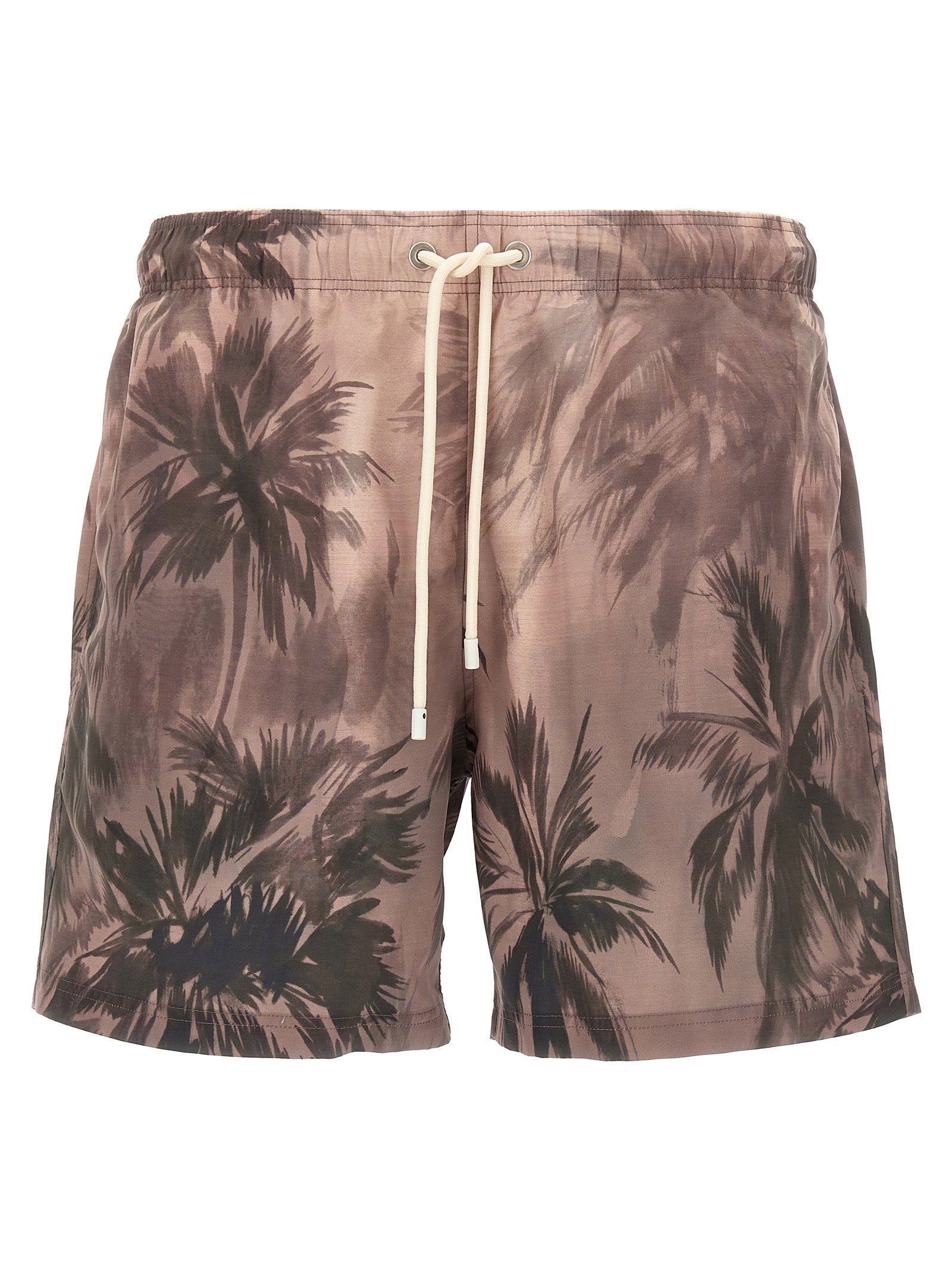 Palm Angels Sunset Palms Print Technisch Zwemshort Beige