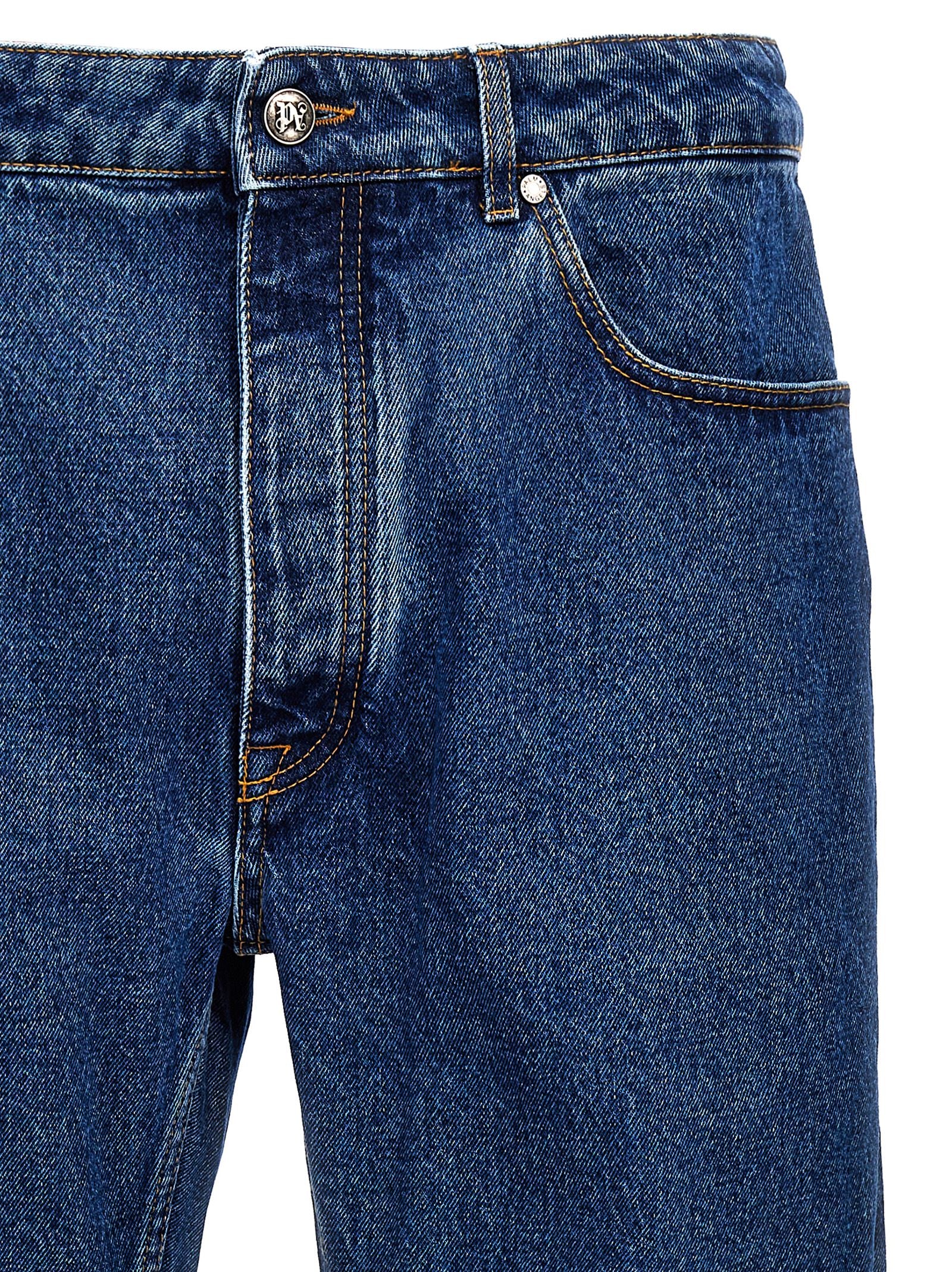 Palm Angels Monogram Straight Leg Denim Jeans Gewassen Blauw-thumbmail-3