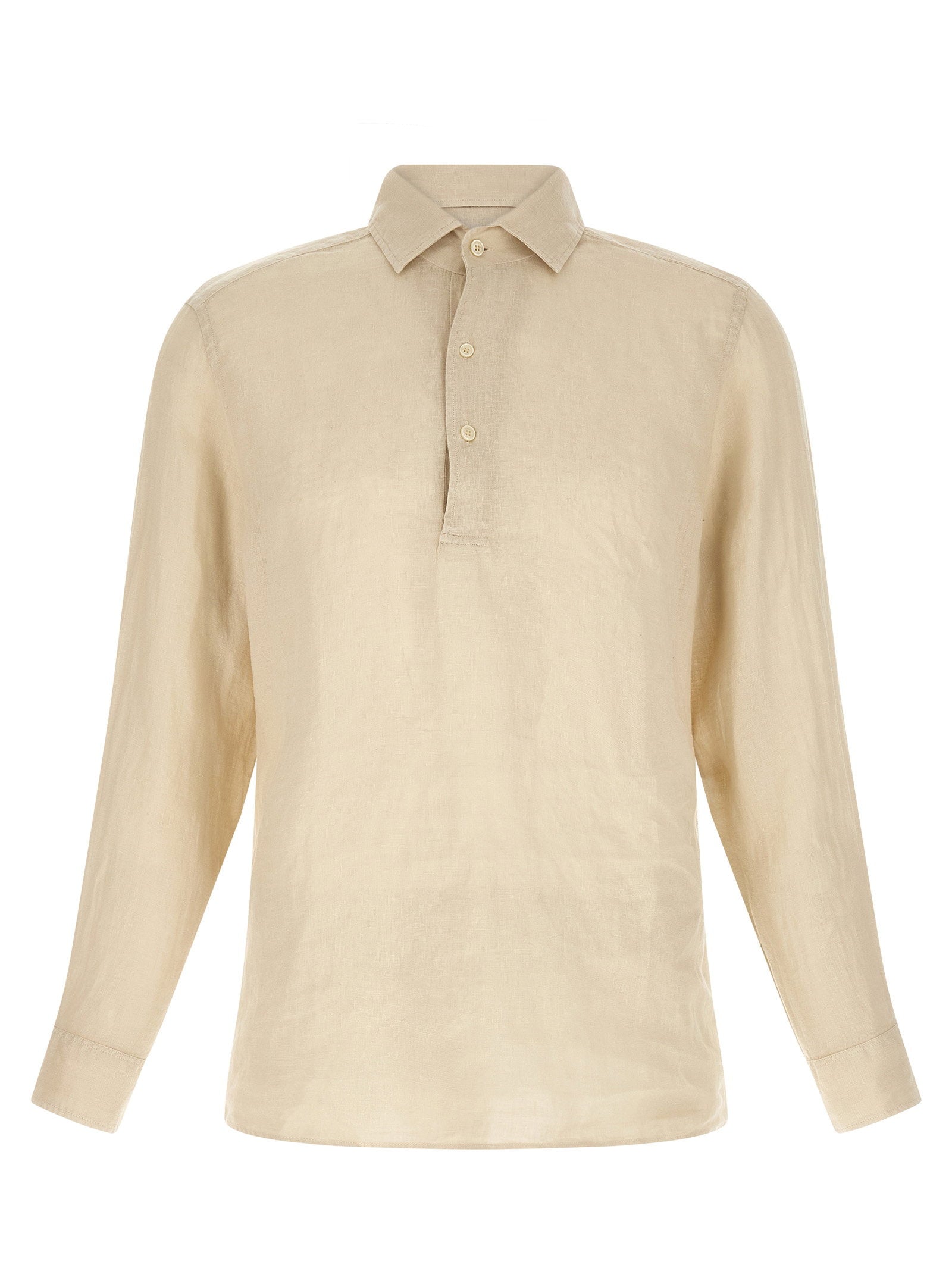 MC2 Saint Barth Raphael Linnen Polo Lange Mouw Beige Shirts Mc2 Saint Barth