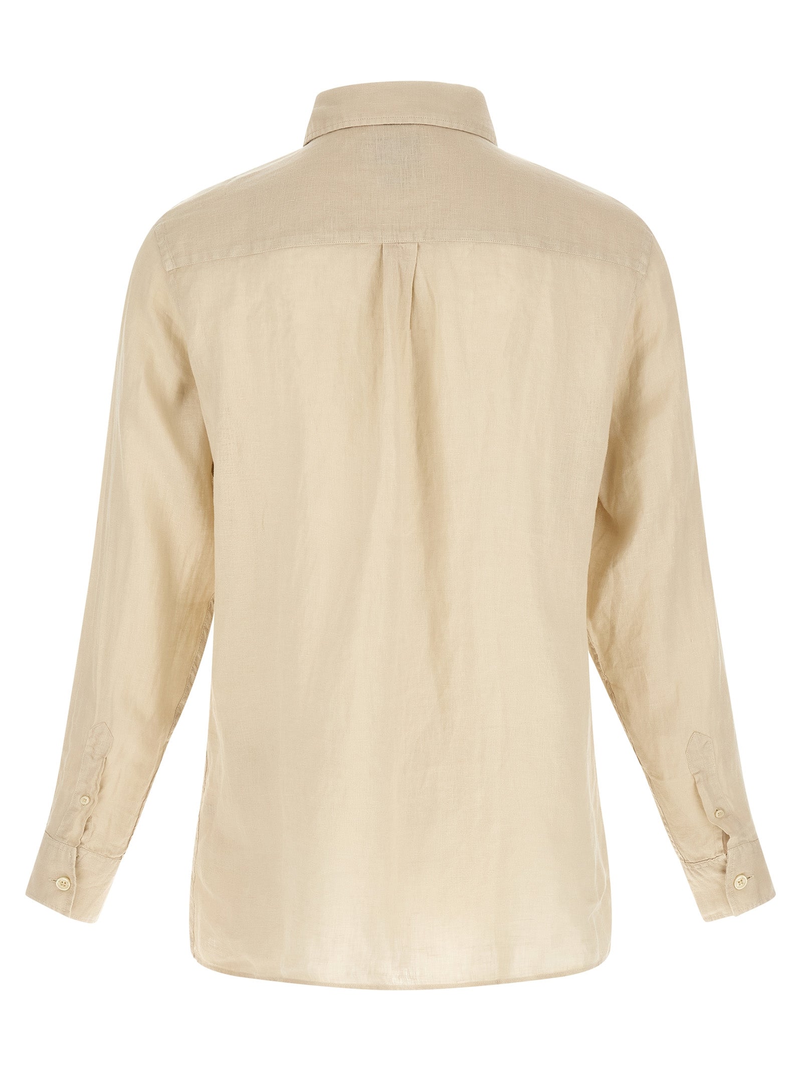 MC2 Saint Barth Raphael Long-Sleeve Linen Polo Shirt Beige-thumbmail-2