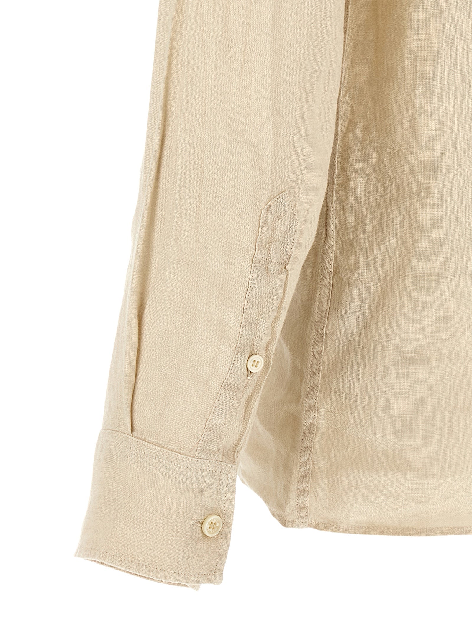 MC2 Saint Barth Raphael Long-Sleeve Linen Polo Shirt Beige-thumbmail-4