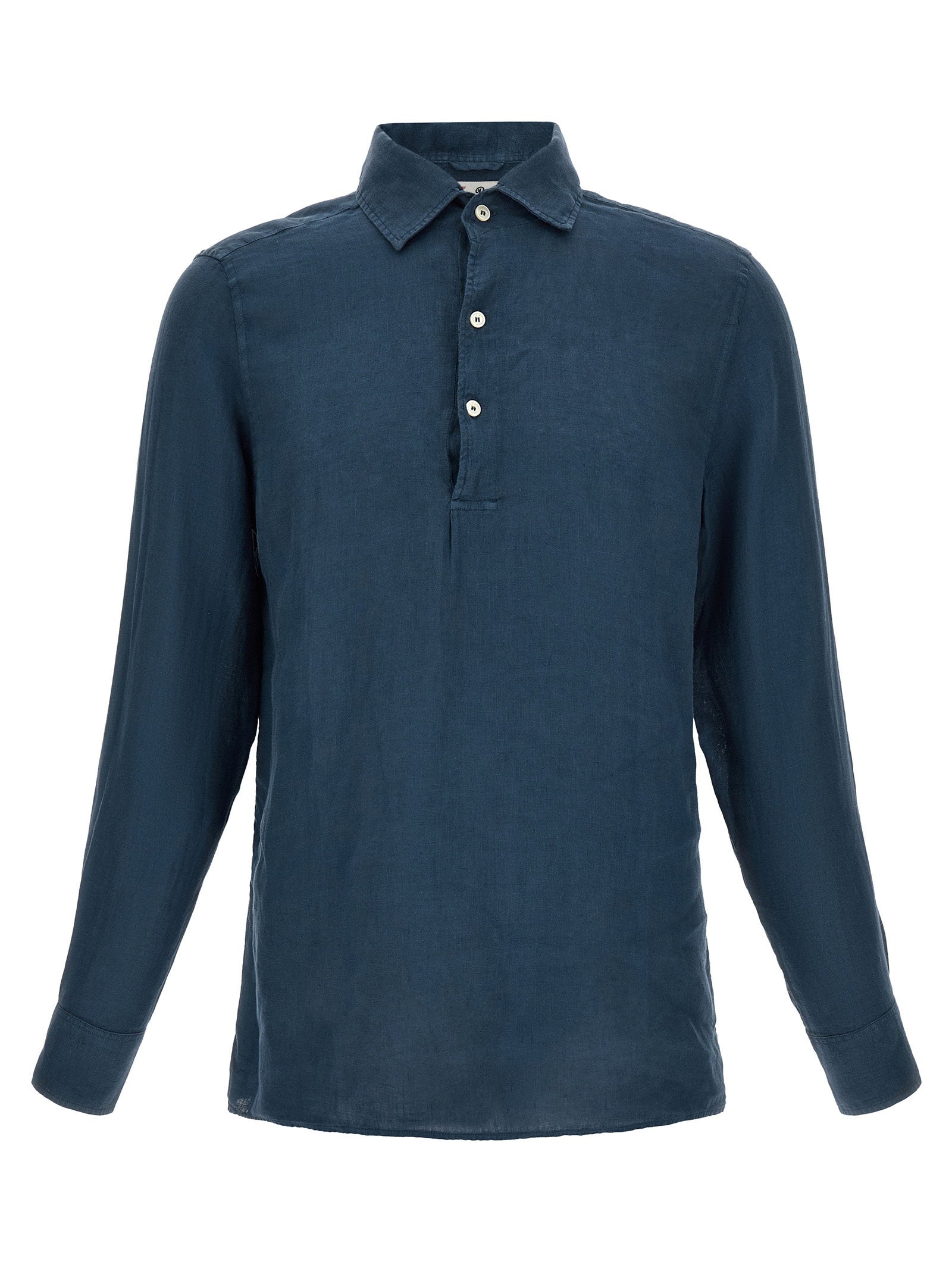 Mc2 Saint Barth Raphael Linnen Polo Lange Mouw Navy