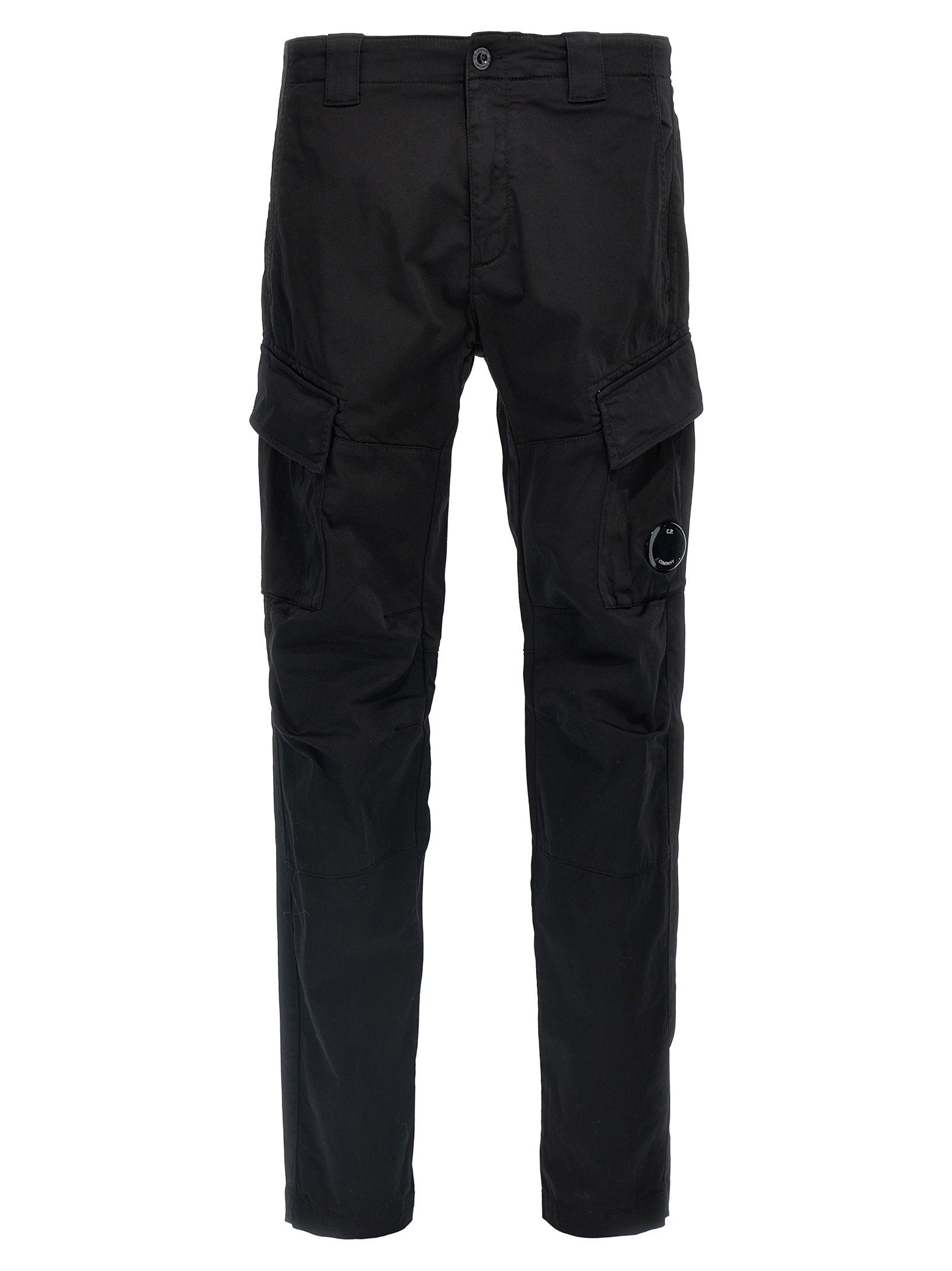 C.P. Company Lens cargo broek zwart, vooraanzicht