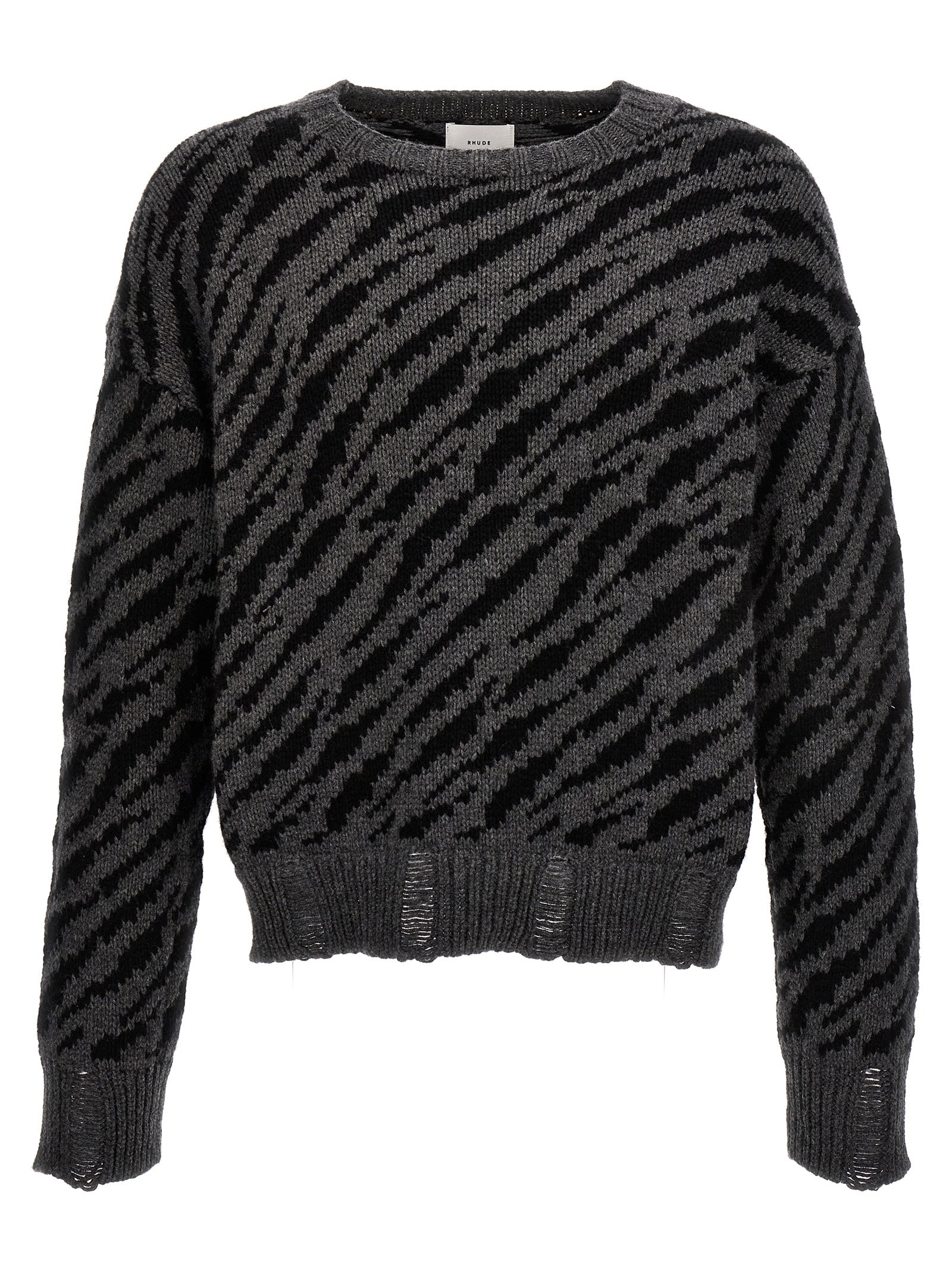 Rhude Zebra Jacquard Wool Cashmere Sweater Black