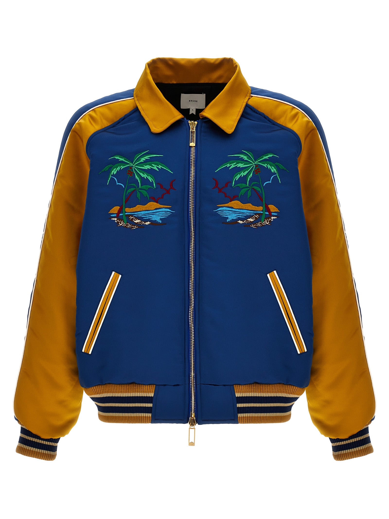 Rhude Palm Eagles Souvenir Bomber Jacket Blue Yellow