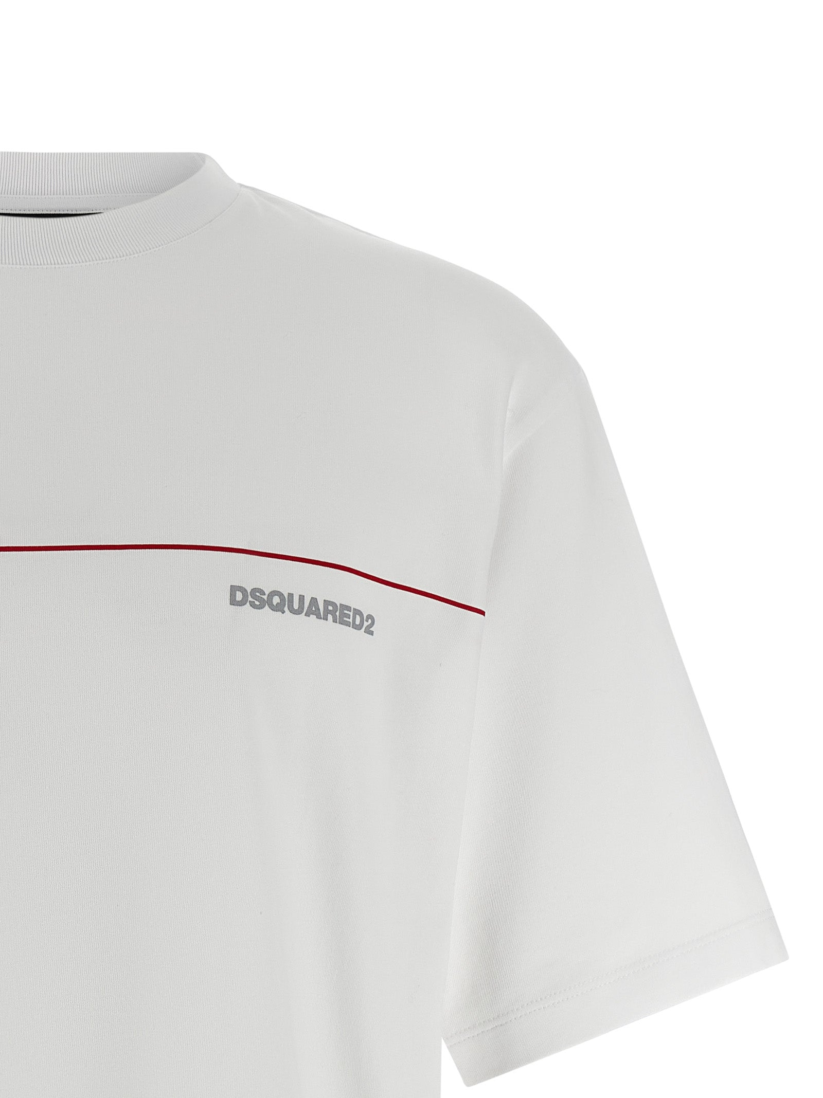Dsquared2 Cool Fit Stripe Print T-Shirt White-thumbmail-3