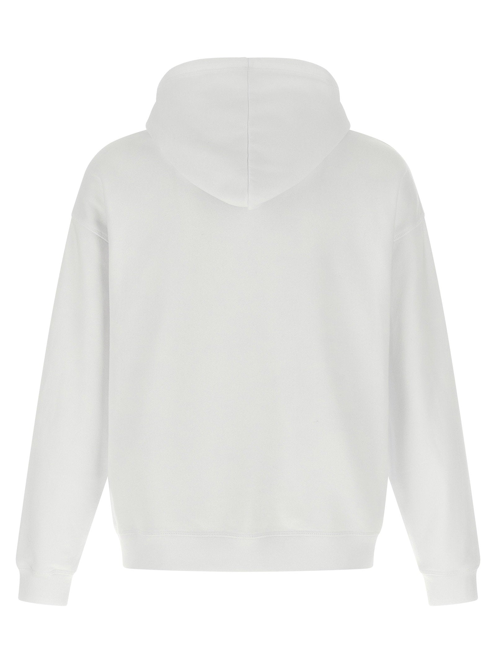 Achterzijde van de witte hoodie, volledig zonder print