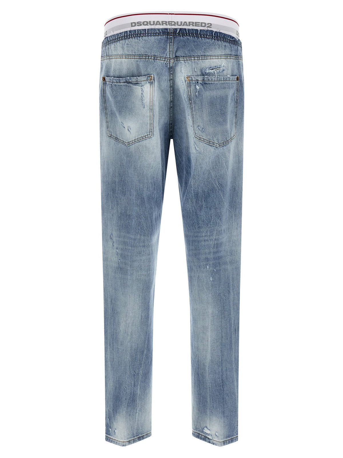 Dsquared2 Light Wash Denim Jogger met Logotailleband Lichtblauw-thumbmail-2