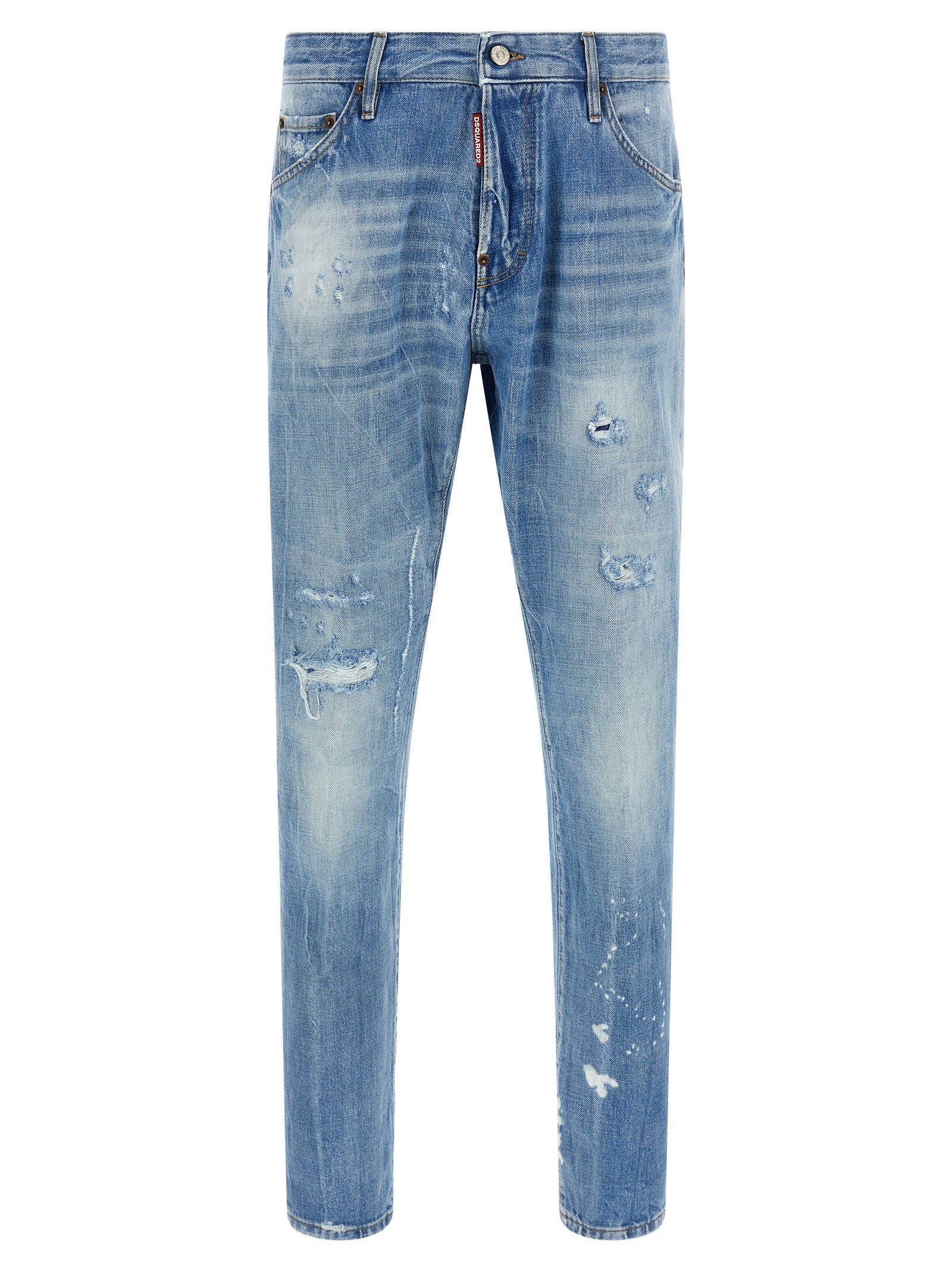 Dsquared2 Teddy distressed jeans lichtblauw voorzijde
