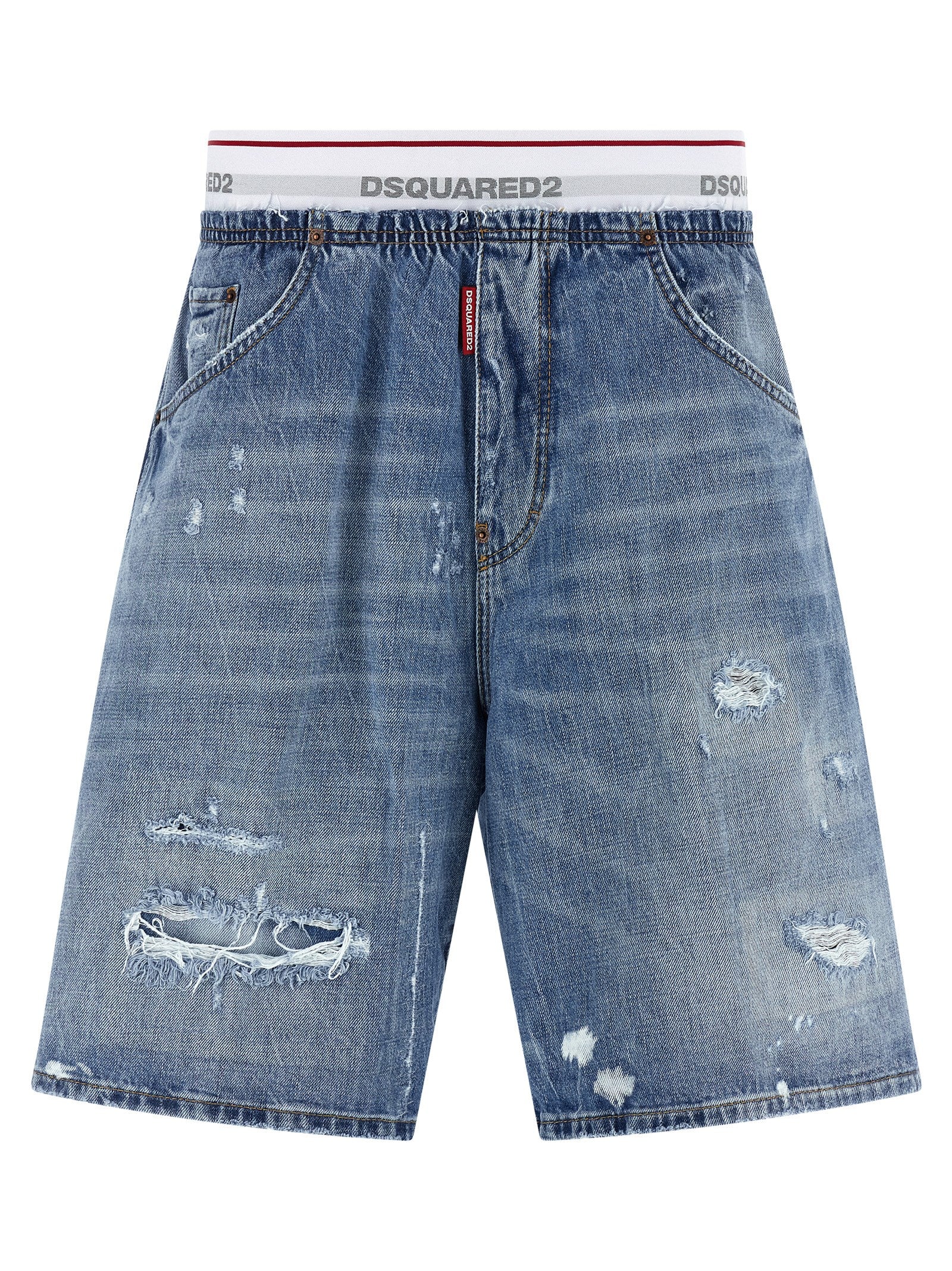 Dsquared2 Surfer 13 Stone Washed Denim Bermuda Shorts