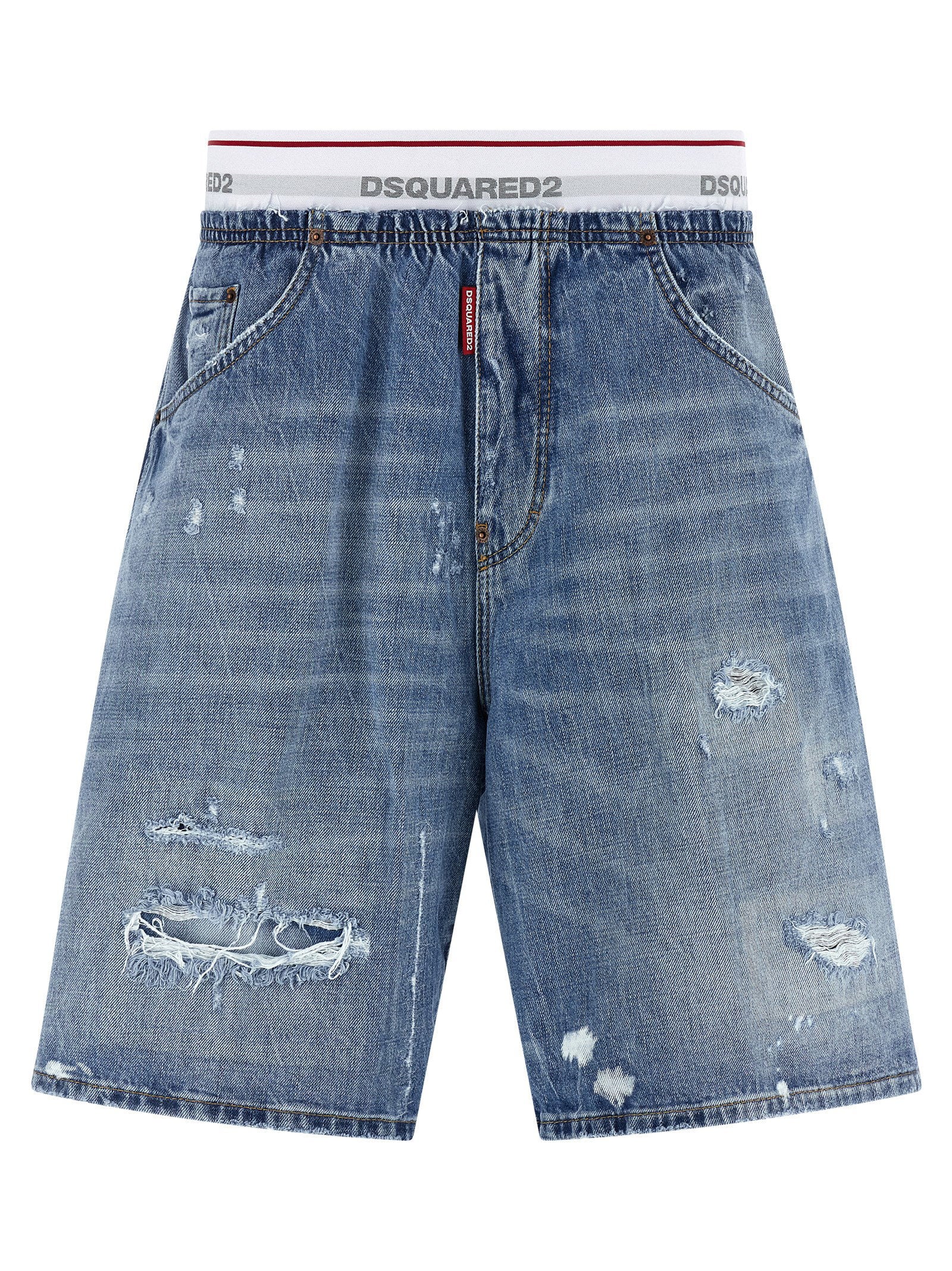 Dsquared2 Surfer Bermuda Short Distressed Denim Lichtblauw