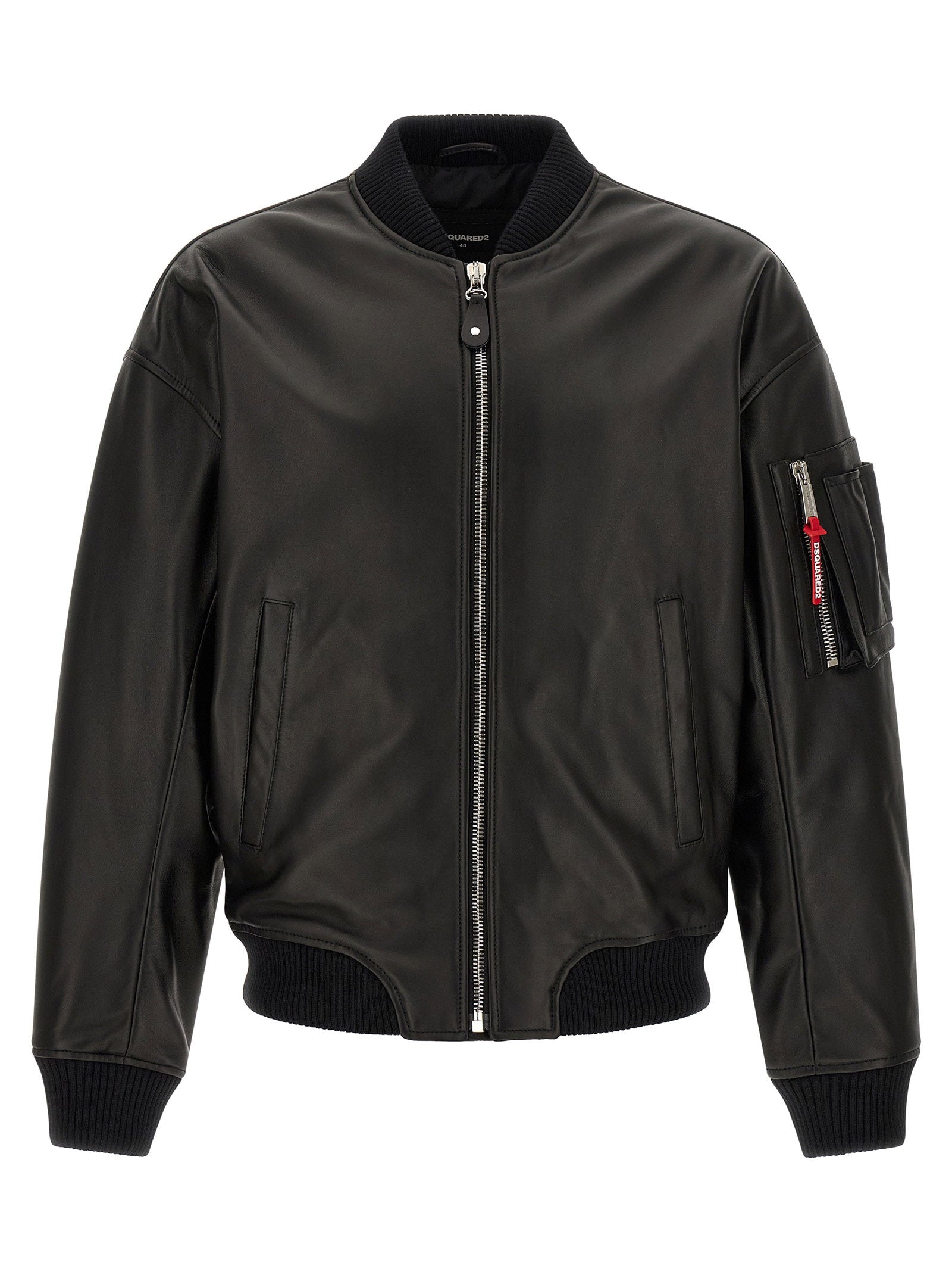 Dsquared2 Cyprus Leren Bomberjack Zwart Jackets Dsquared2