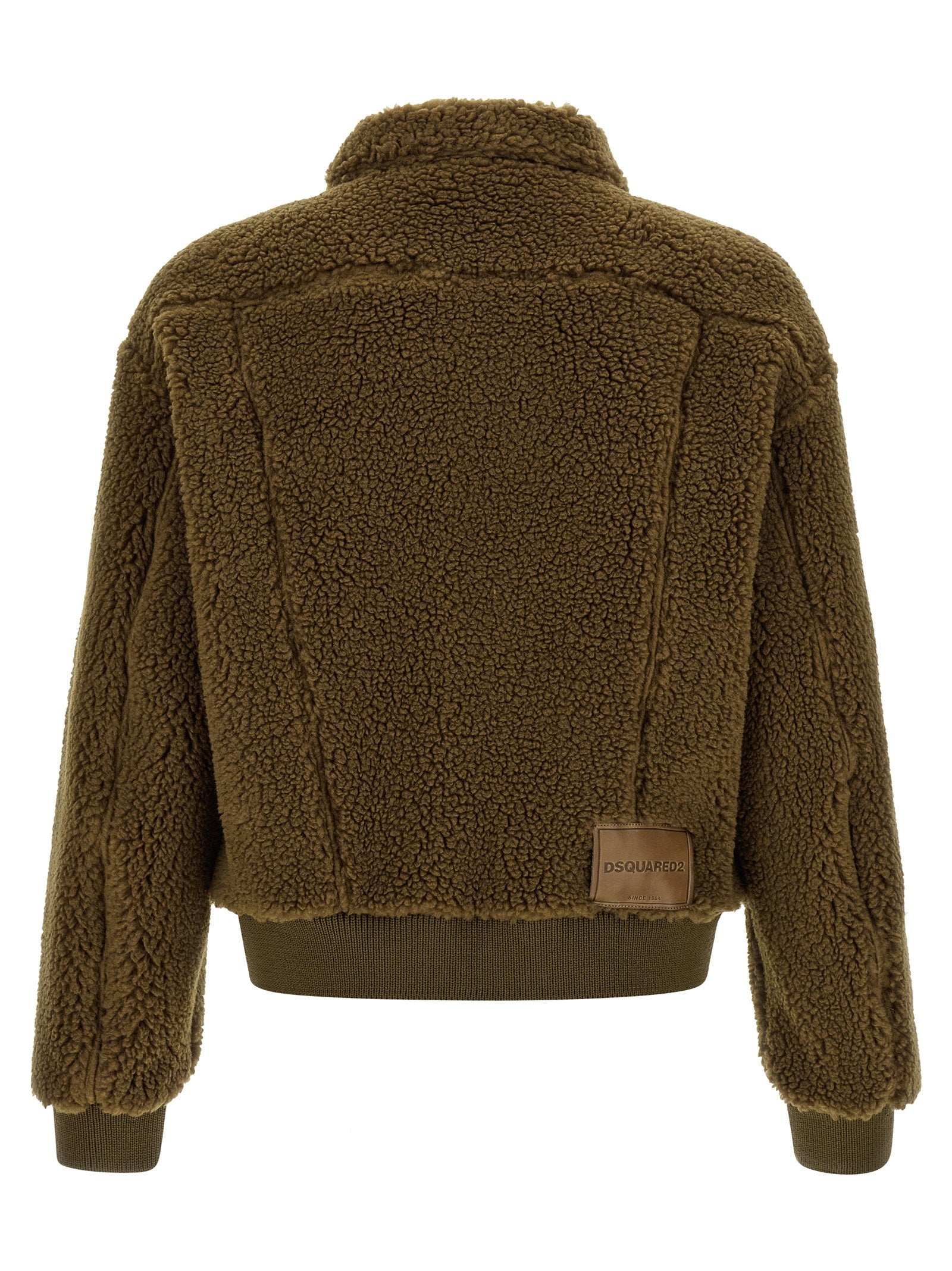 Dsquared2 jas, detail van de teddy-fleece textuur