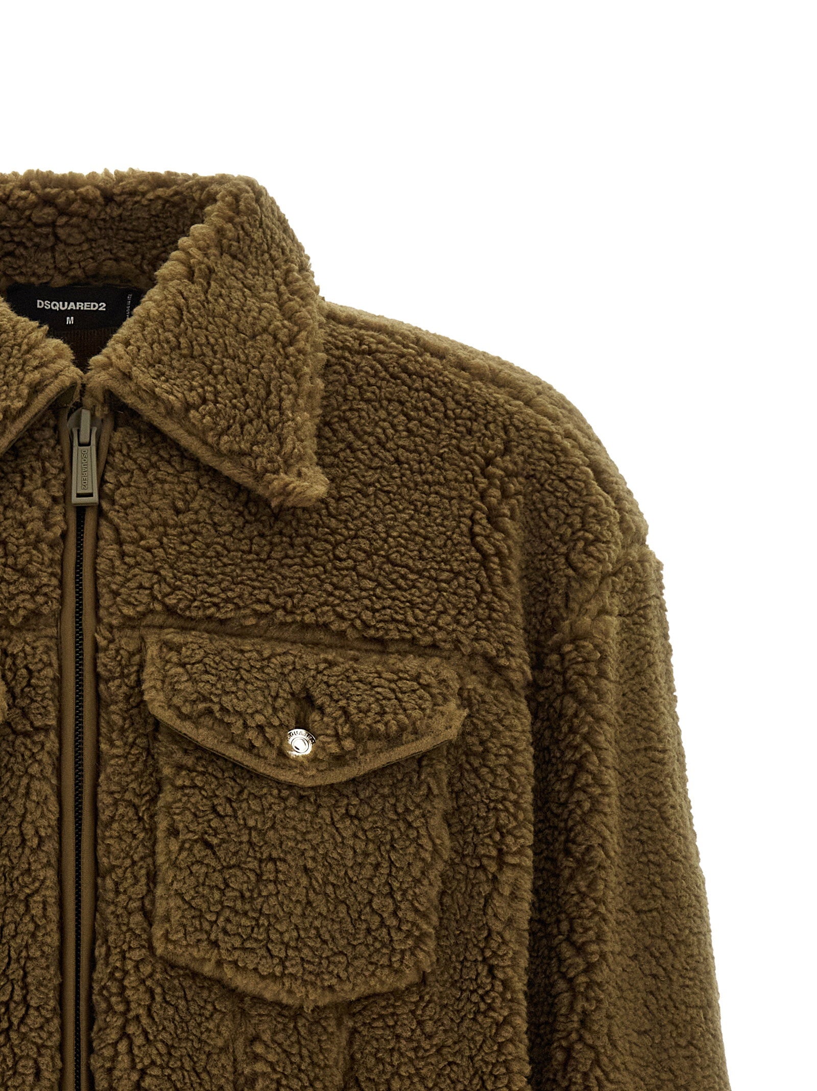 Dsquared2 truckerjack bruin, achteraanzicht met leren rugpatch
