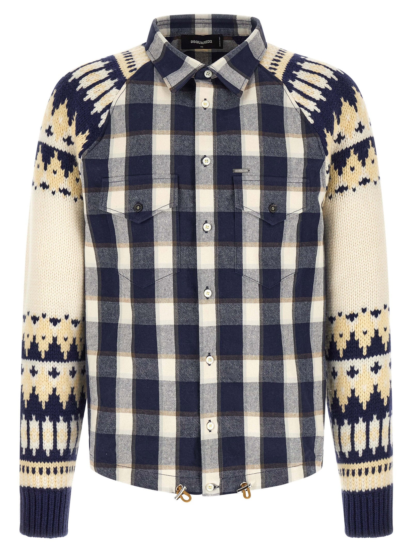 Dsquared2 Classic Check Drawstring Shirt multicolor - vooraanzicht met geruite flanel body