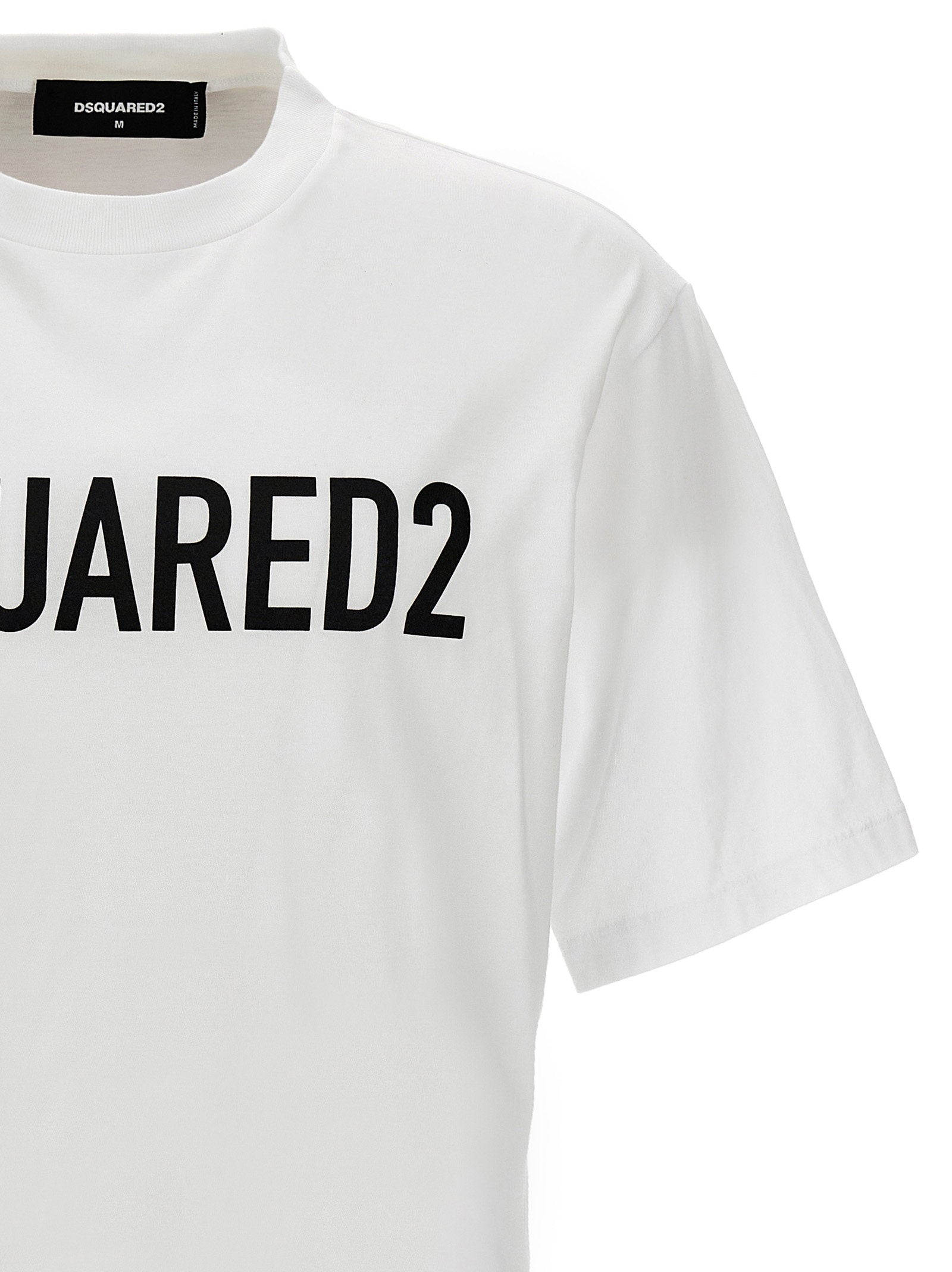 Dsquared2 Logo Print Katoenen T-shirt Wit Topwear Dsquared2